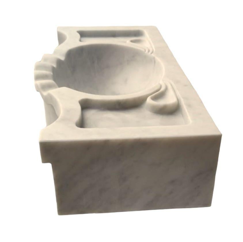 Carved Classical Serpentine Marble Stone Sink Basin For Sale