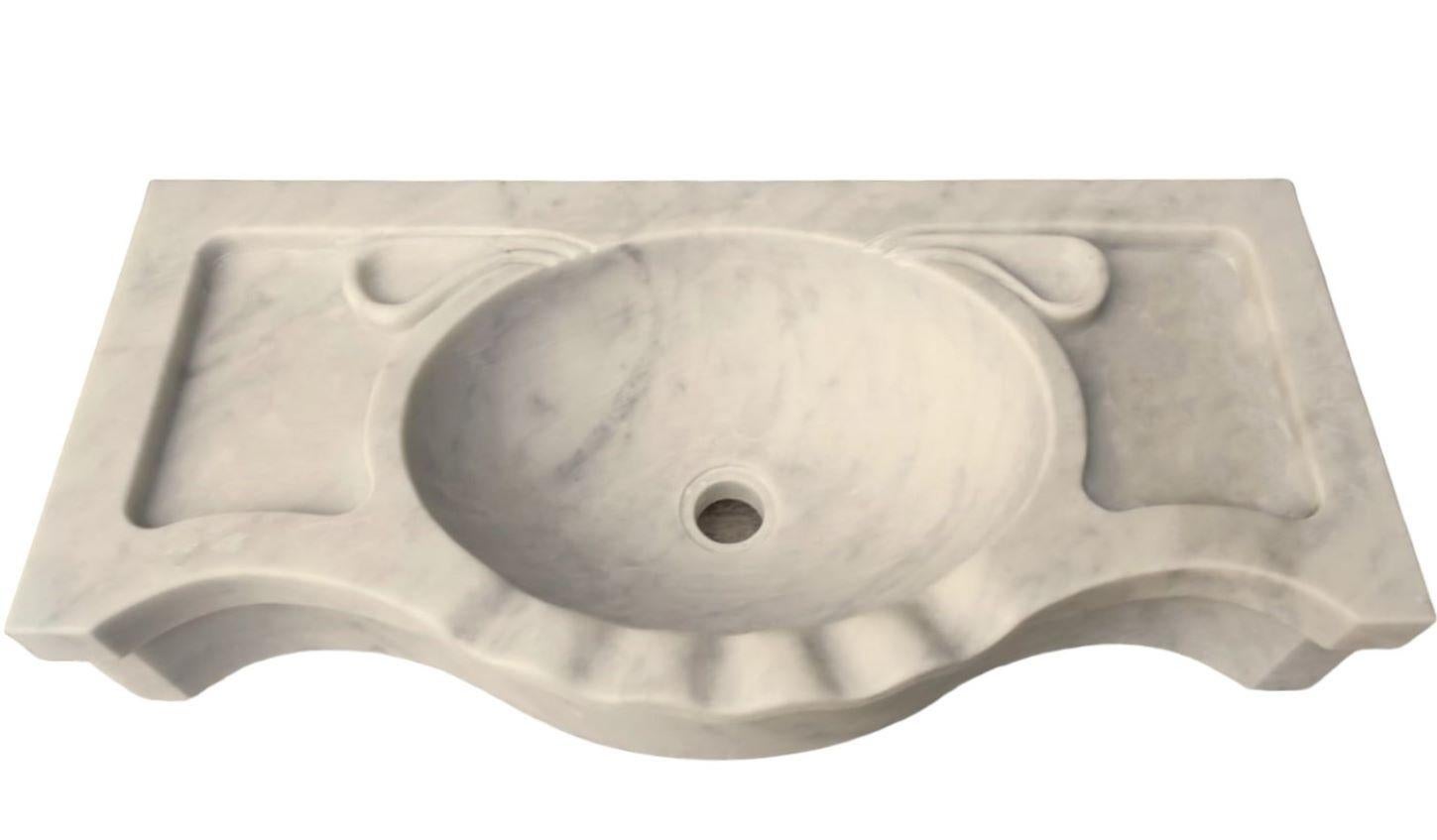 Contemporary Classical Serpentine Marble Stone Sink Basin For Sale