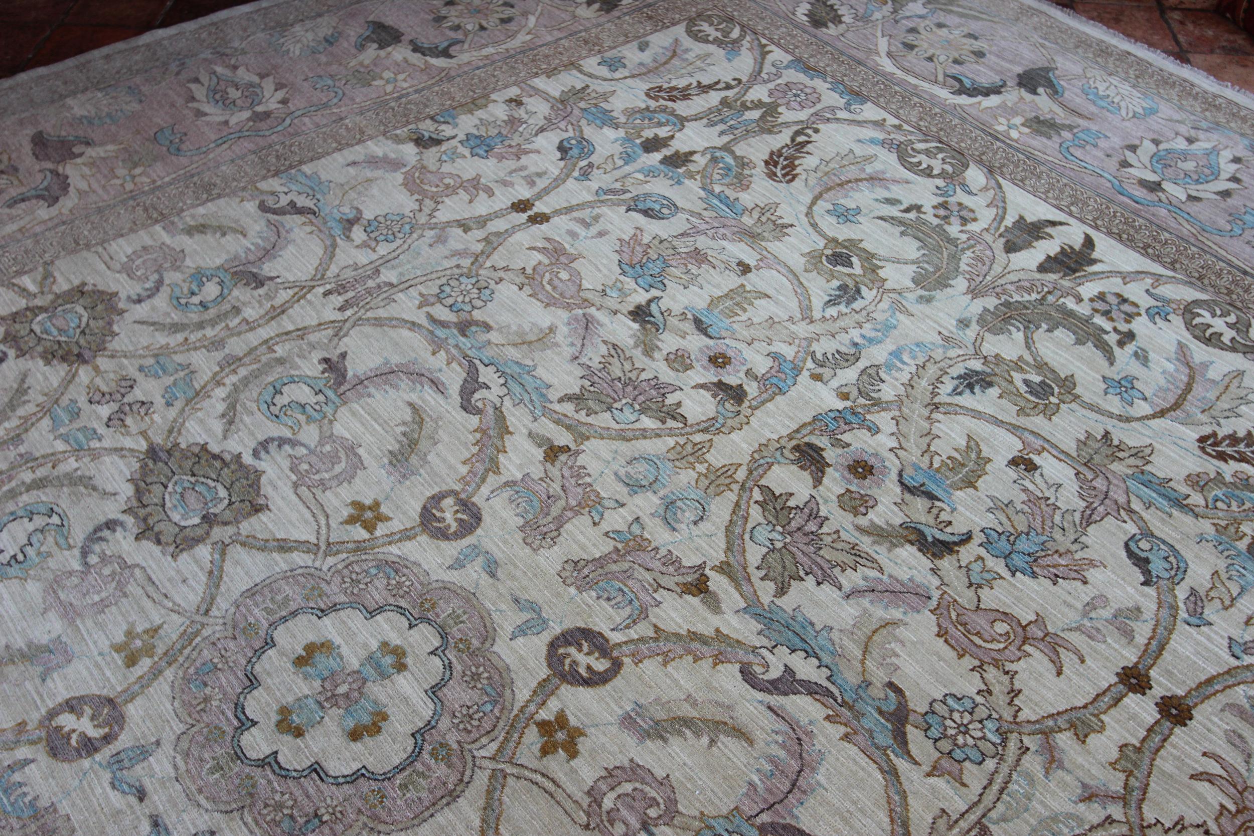 Hand-Woven Classical 'Sickle Leaf' Design, Contemporary Carpet For Sale