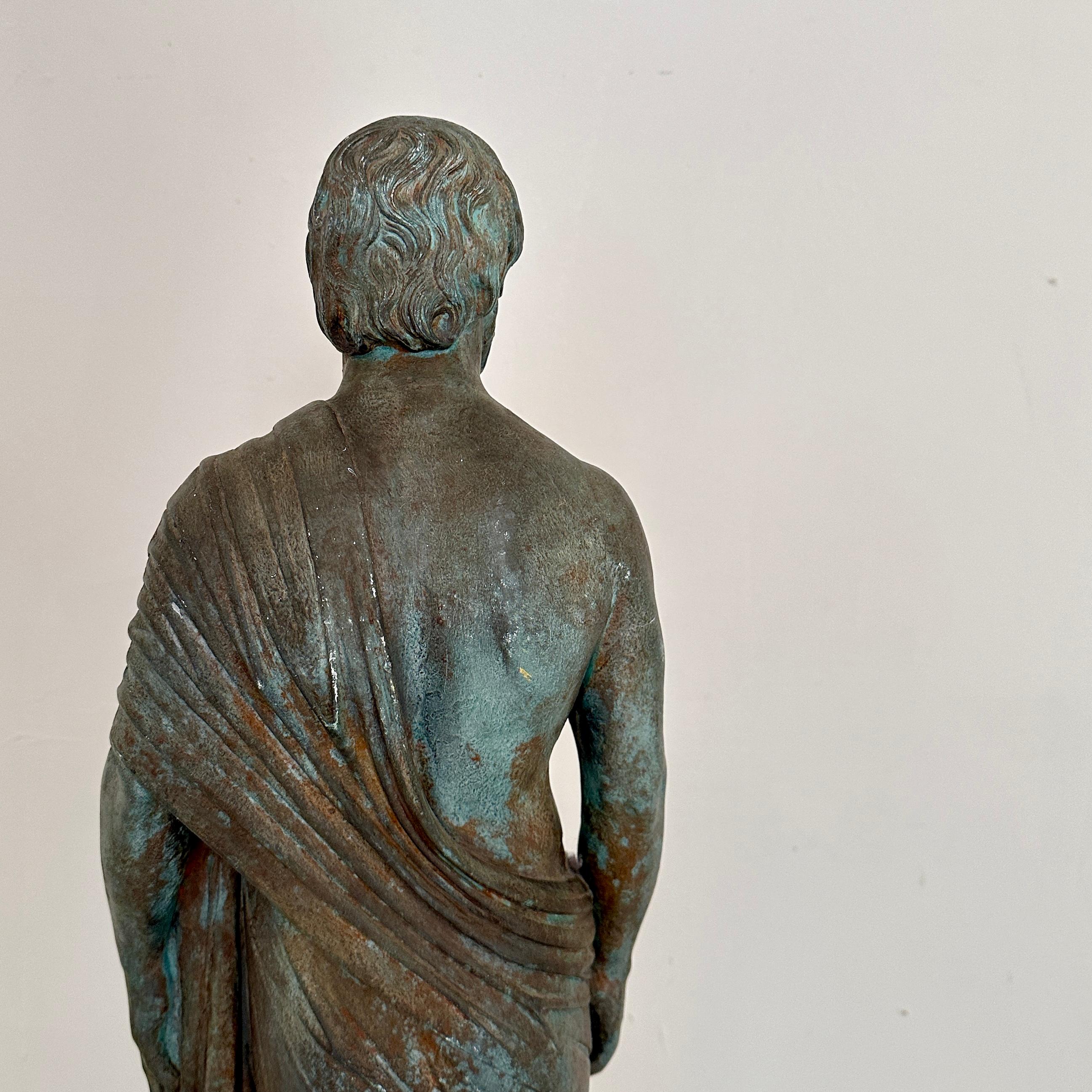 Classical Statue of Asklepios made out of patinated Plaster, around 1960 For Sale 5