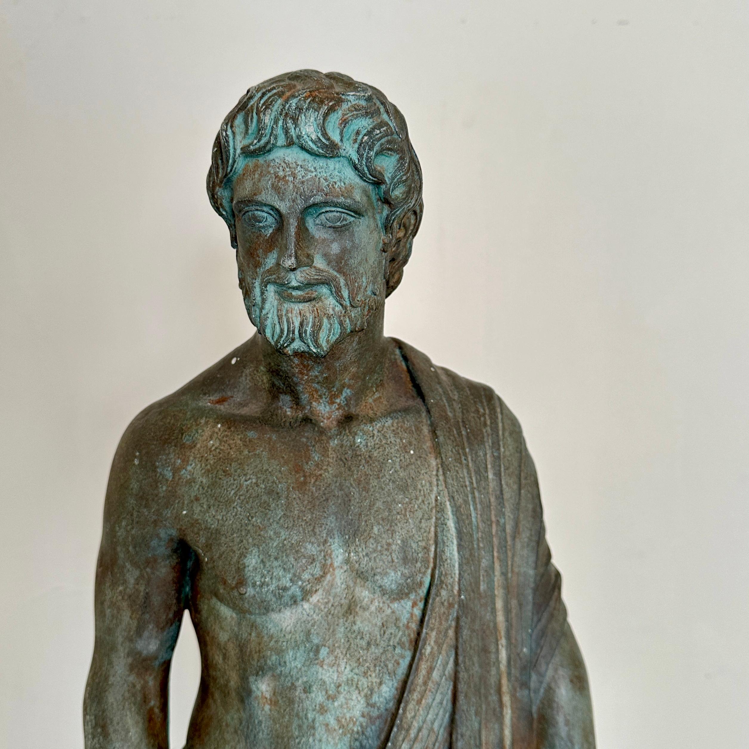 Classical Greek Classical Statue of Asklepios made out of patinated Plaster, around 1960 For Sale