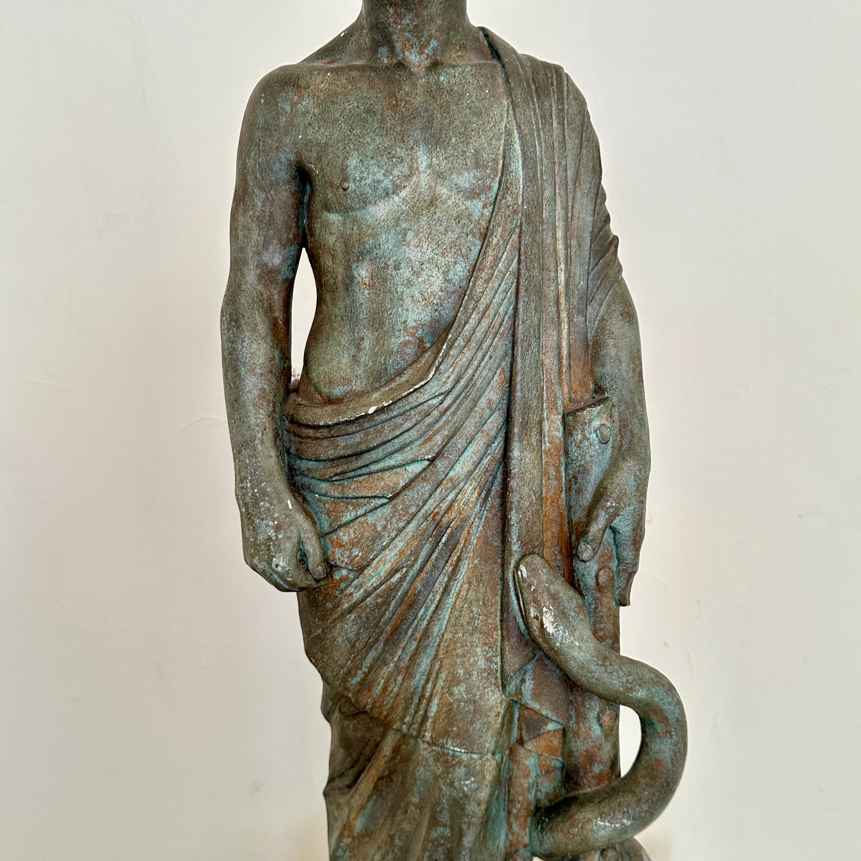Greek Classical Statue of Asklepios made out of patinated Plaster, around 1960 For Sale
