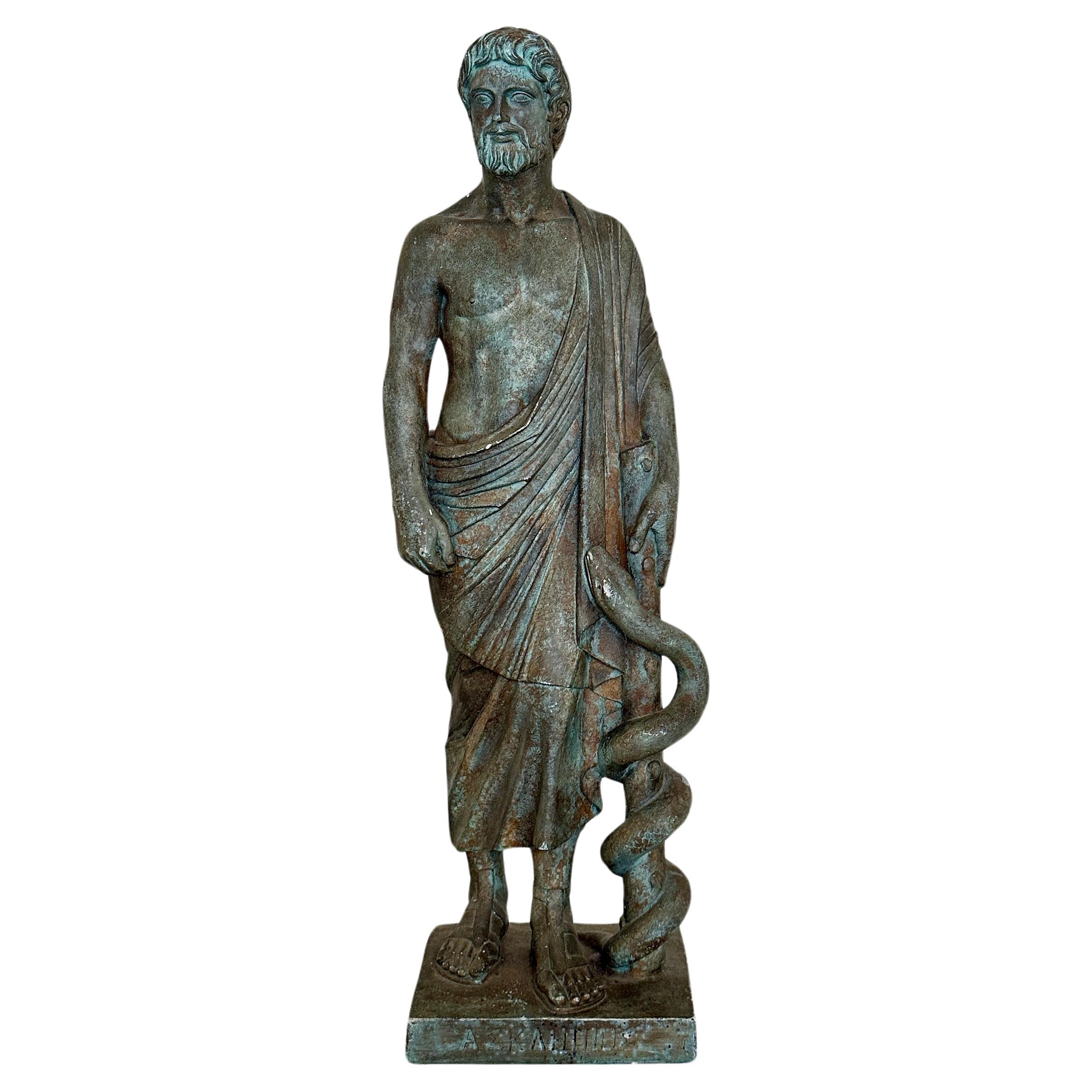 Classical Statue of Asklepios made out of patinated Plaster, around 1960 For Sale