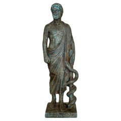 Vintage Classical Statue of Asklepios made out of patinated Plaster, around 1960