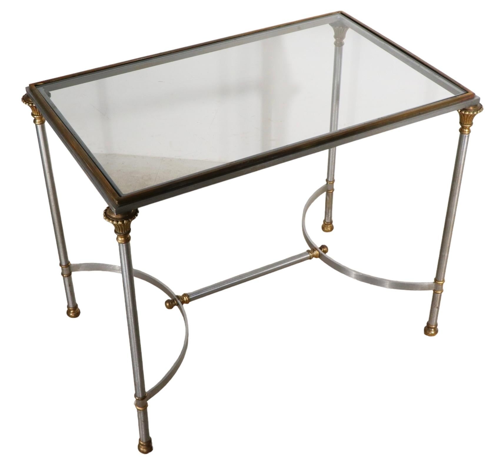   Classical Steel Brass and Glass End Table Made in Italy att. to  Maison Jansen For Sale 5