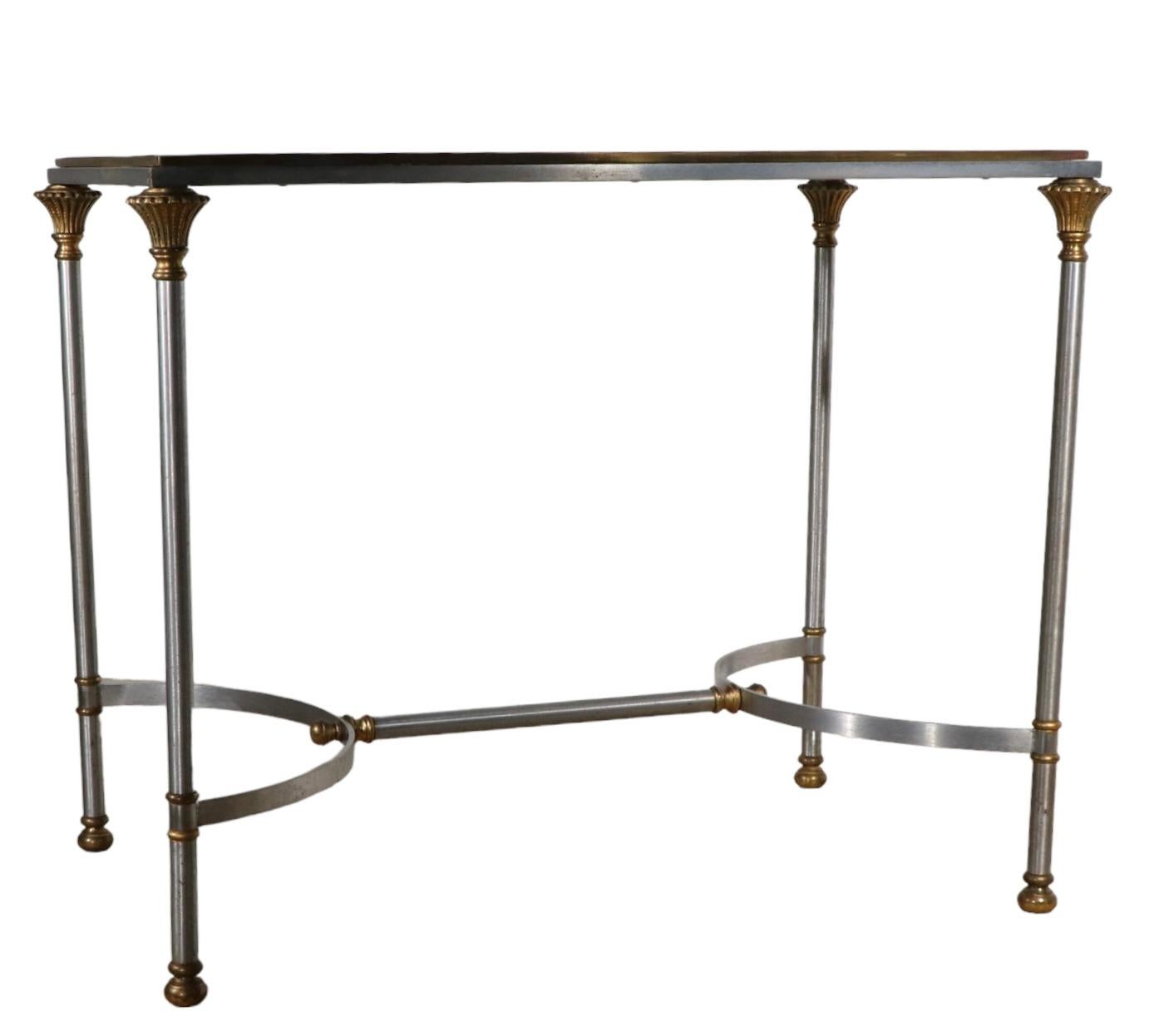   Classical Steel Brass and Glass End Table Made in Italy att. to  Maison Jansen For Sale 6