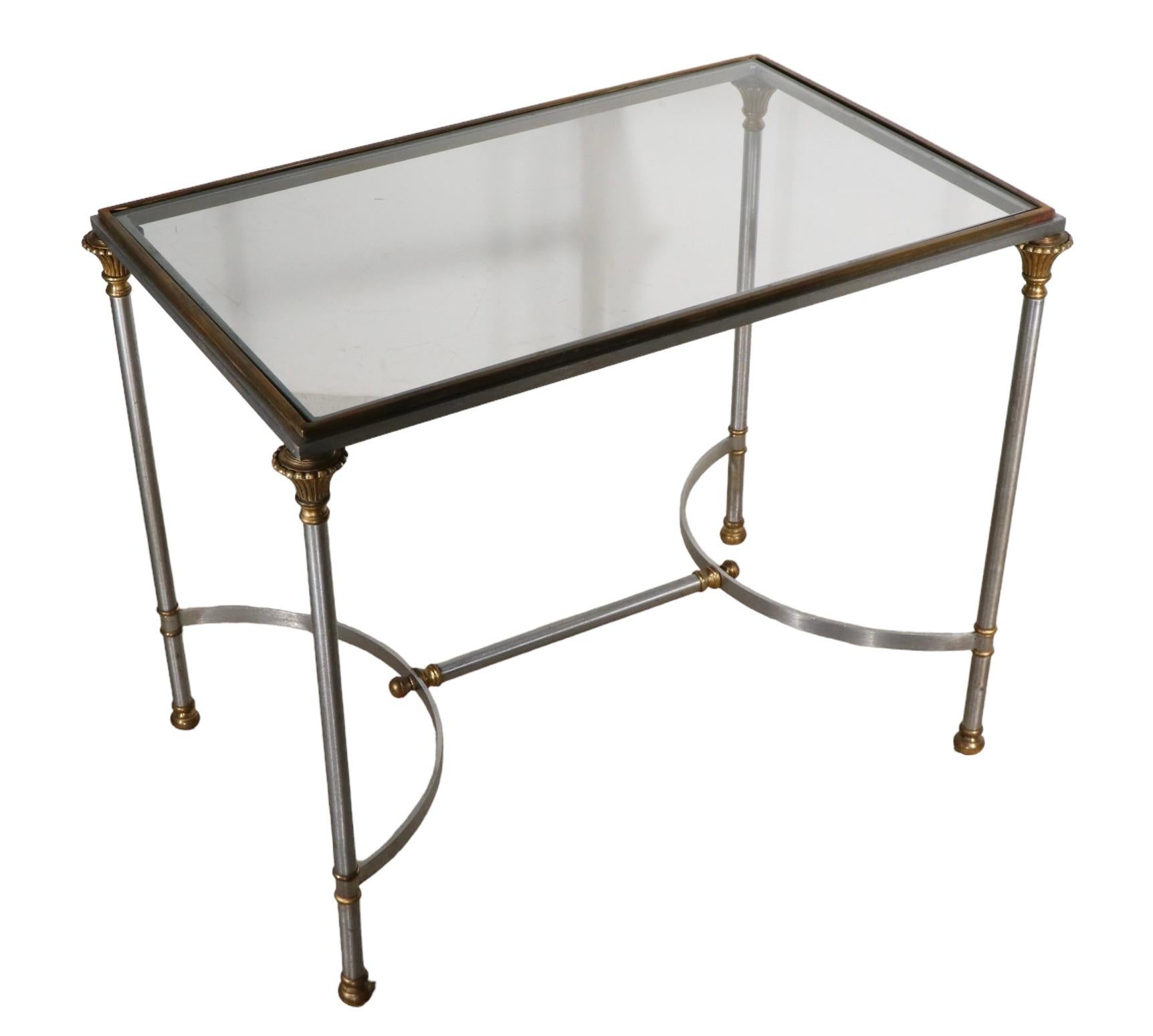   Classical Steel Brass and Glass End Table Made in Italy att. to  Maison Jansen For Sale 7