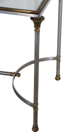 Classical Steel Brass and Glass End Table Made in Italy att. to  Maison Jansen