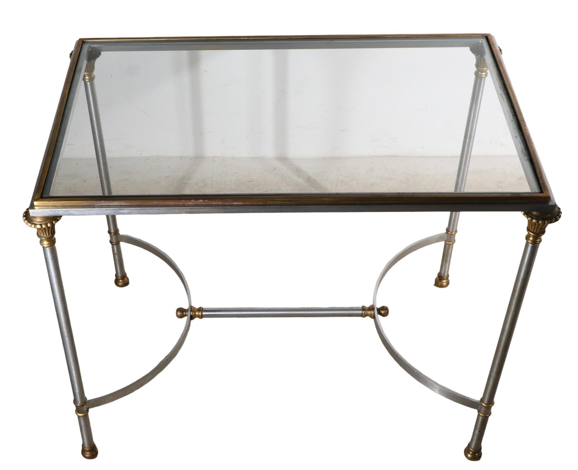   Classical Steel Brass and Glass End Table Made in Italy att. to  Maison Jansen For Sale 1