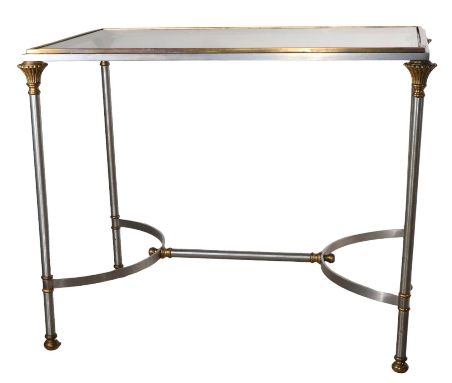   Classical Steel Brass and Glass End Table Made in Italy att. to  Maison Jansen For Sale 3