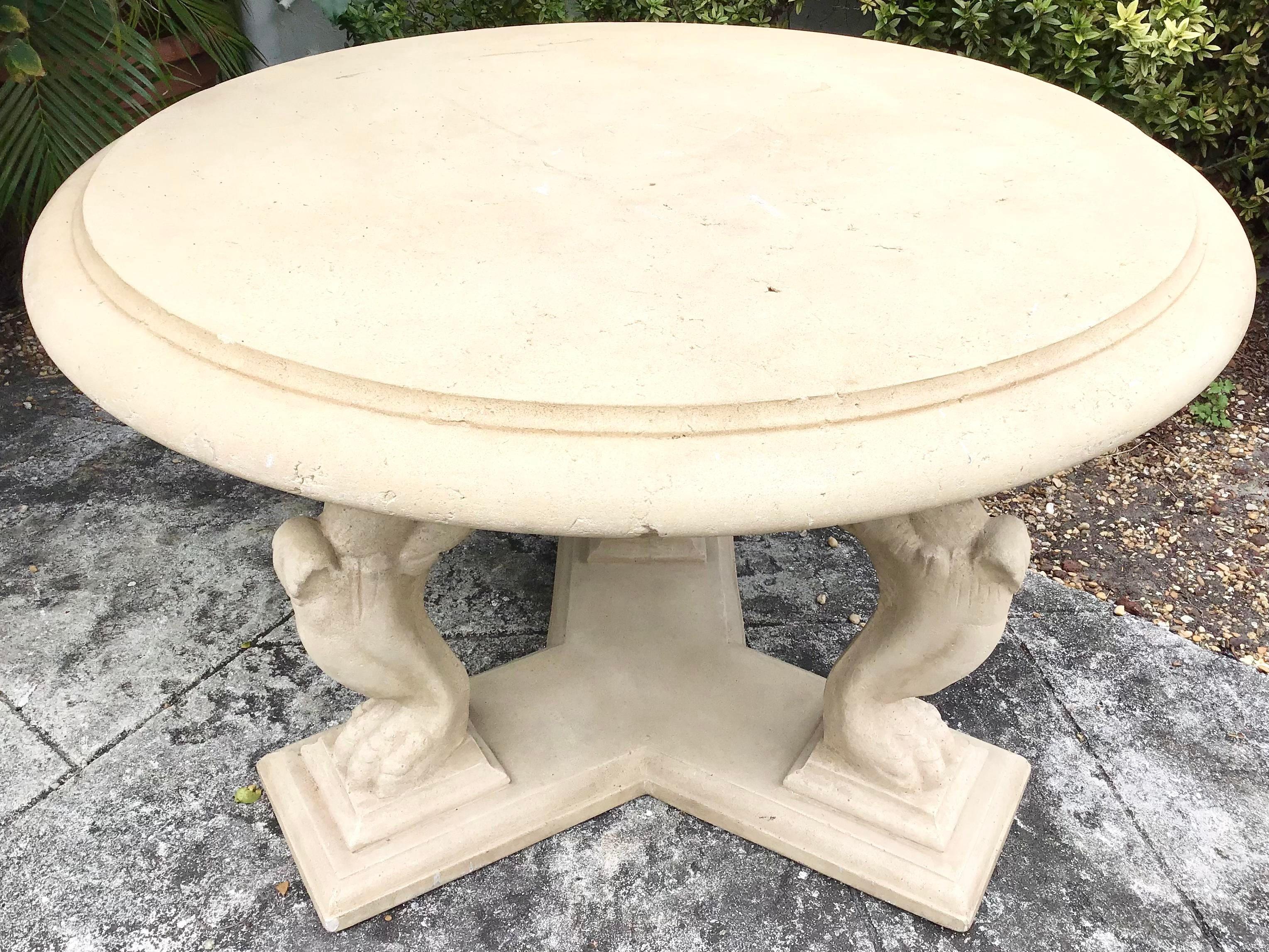 Other Classical Stone Round Patio Table on a Pedestal