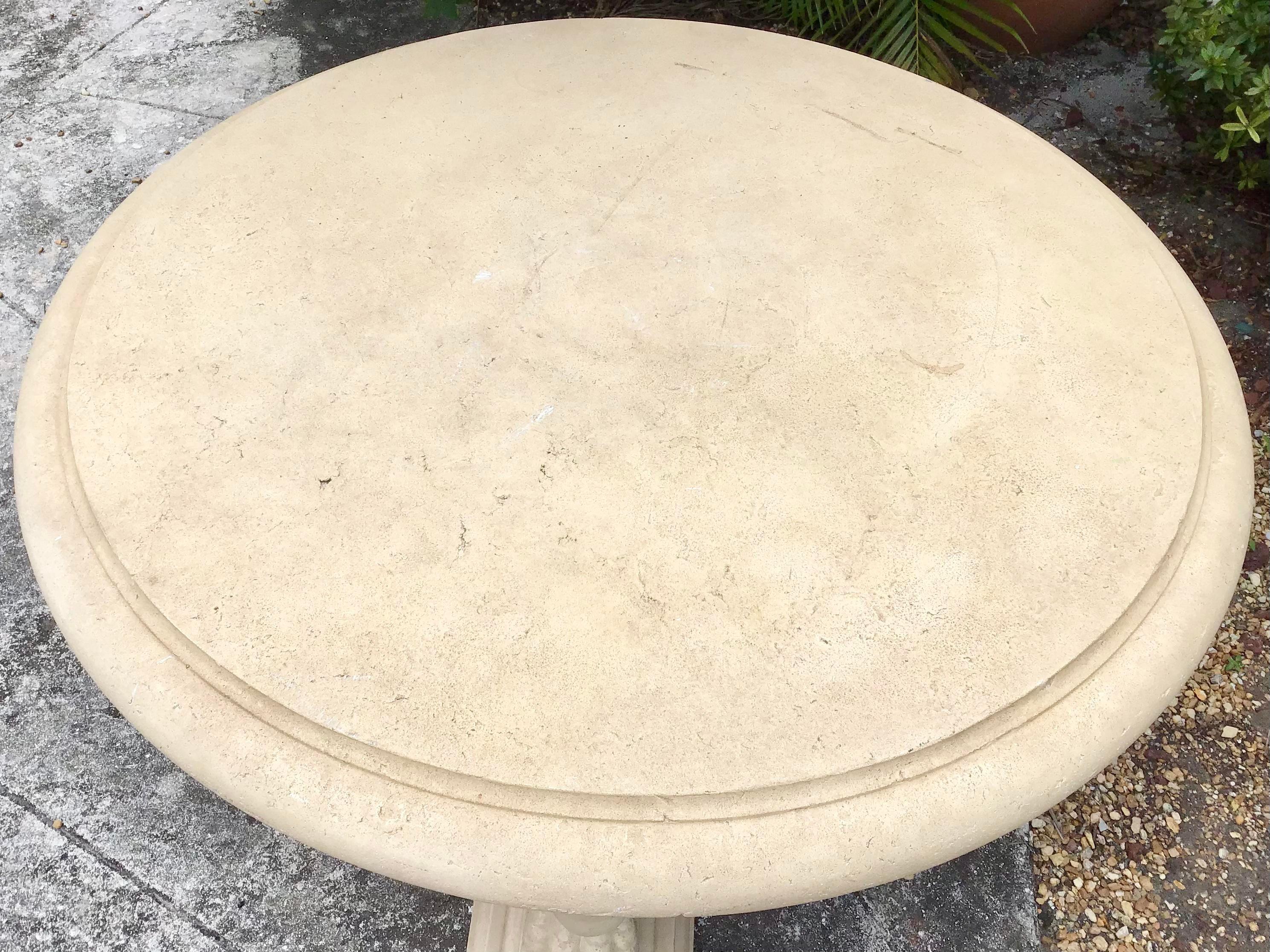 Mid-20th Century Classical Stone Round Patio Table on a Pedestal