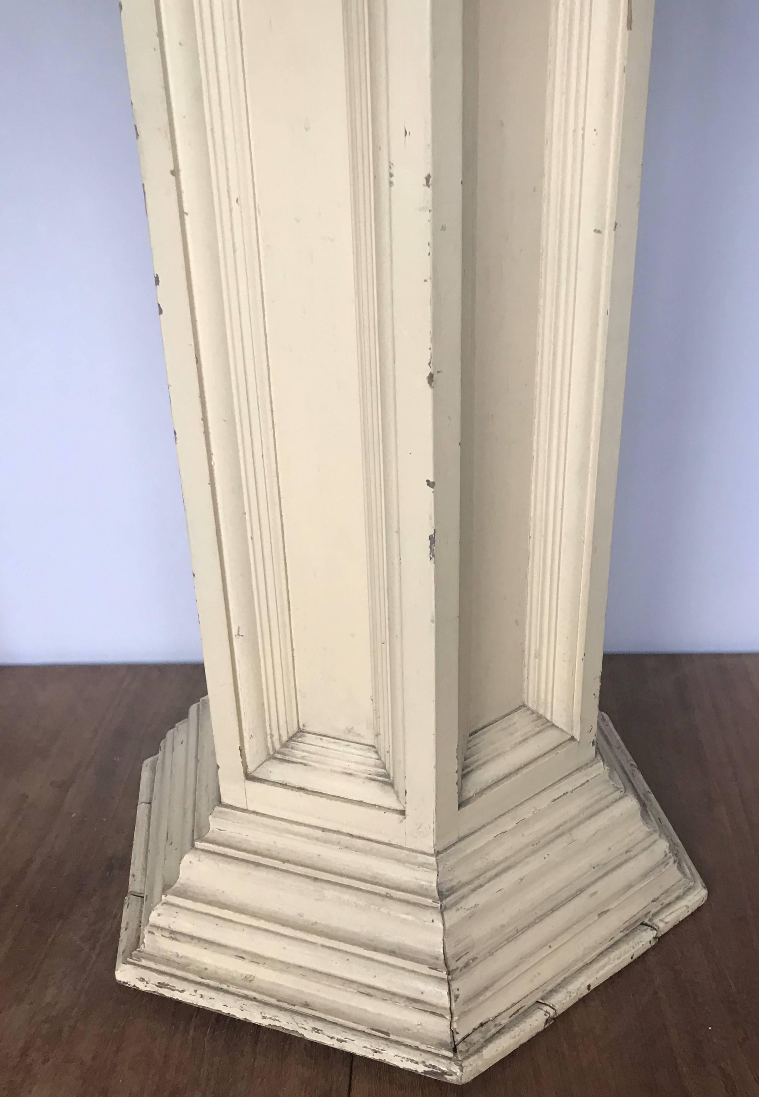 French Classical Style and Hand-Painted Antique Wooden Display Stand Column Pedestal For Sale