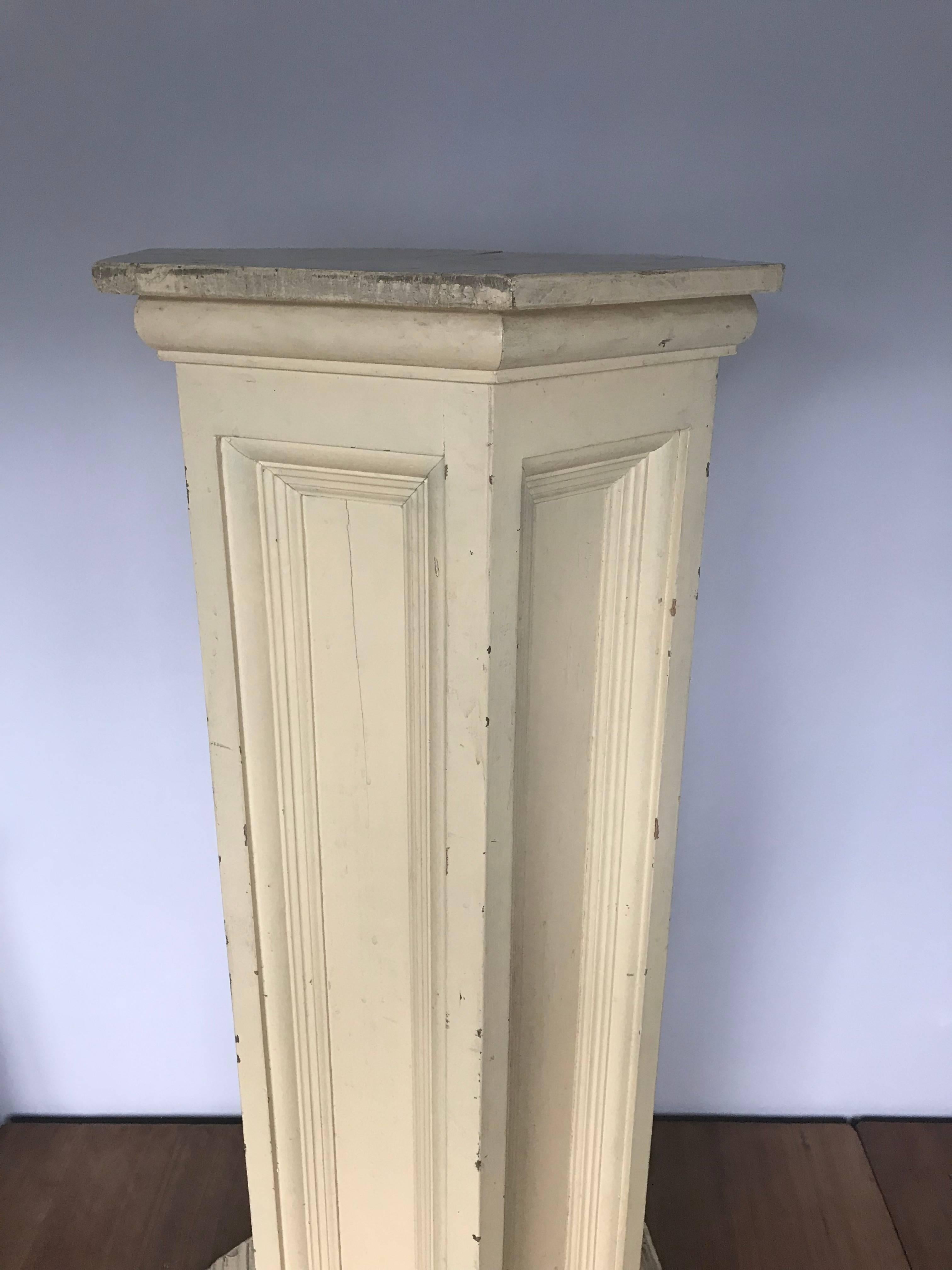 19th Century Classical Style and Hand-Painted Antique Wooden Display Stand Column Pedestal For Sale