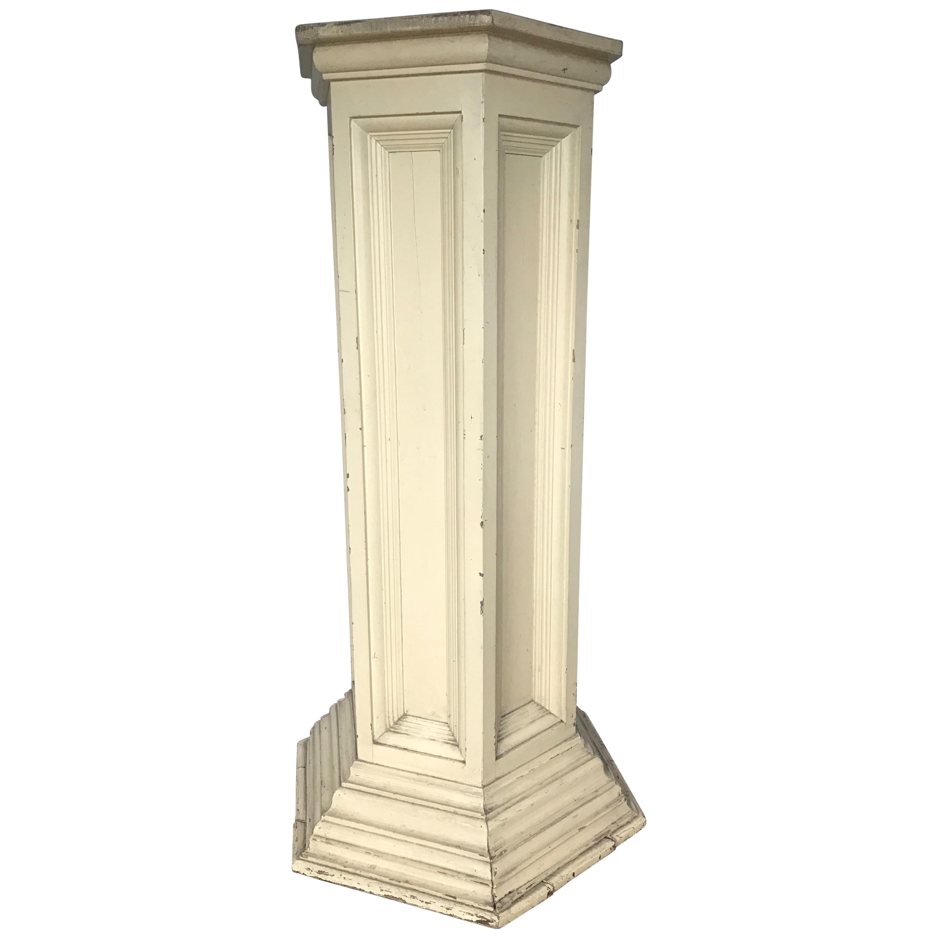 Classical Style and Hand-Painted Antique Wooden Display Stand Column Pedestal For Sale