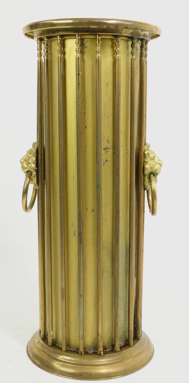 Classical Style Brass Umbrella Cane Stand with Lion Heads For Sale 6