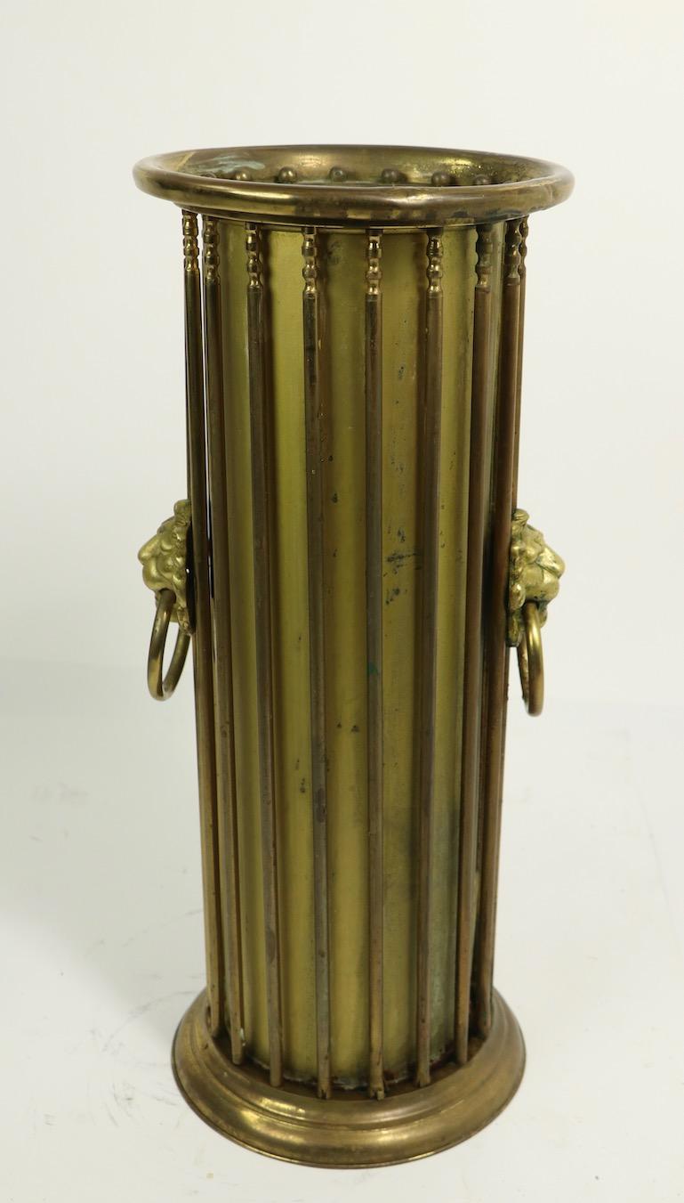 Classical Style Brass Umbrella Cane Stand with Lion Heads For Sale 7