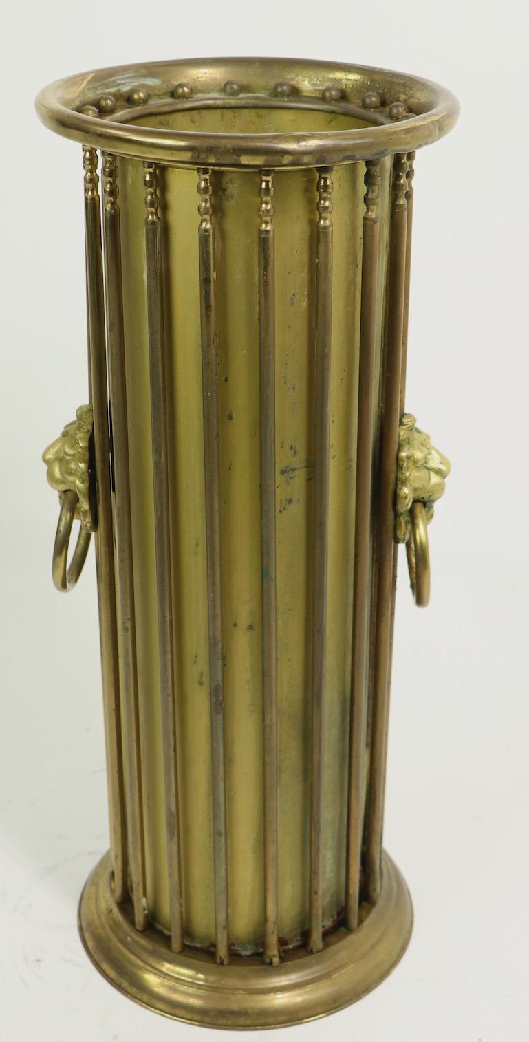 Classical Style Brass Umbrella Cane Stand with Lion Heads For Sale 8