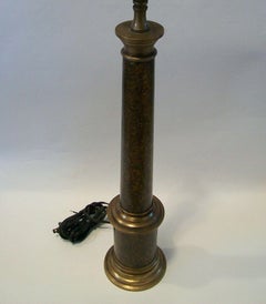 Classical Style Bronze Tapered Column Lamp, Granite Finish, USA, 20th Century