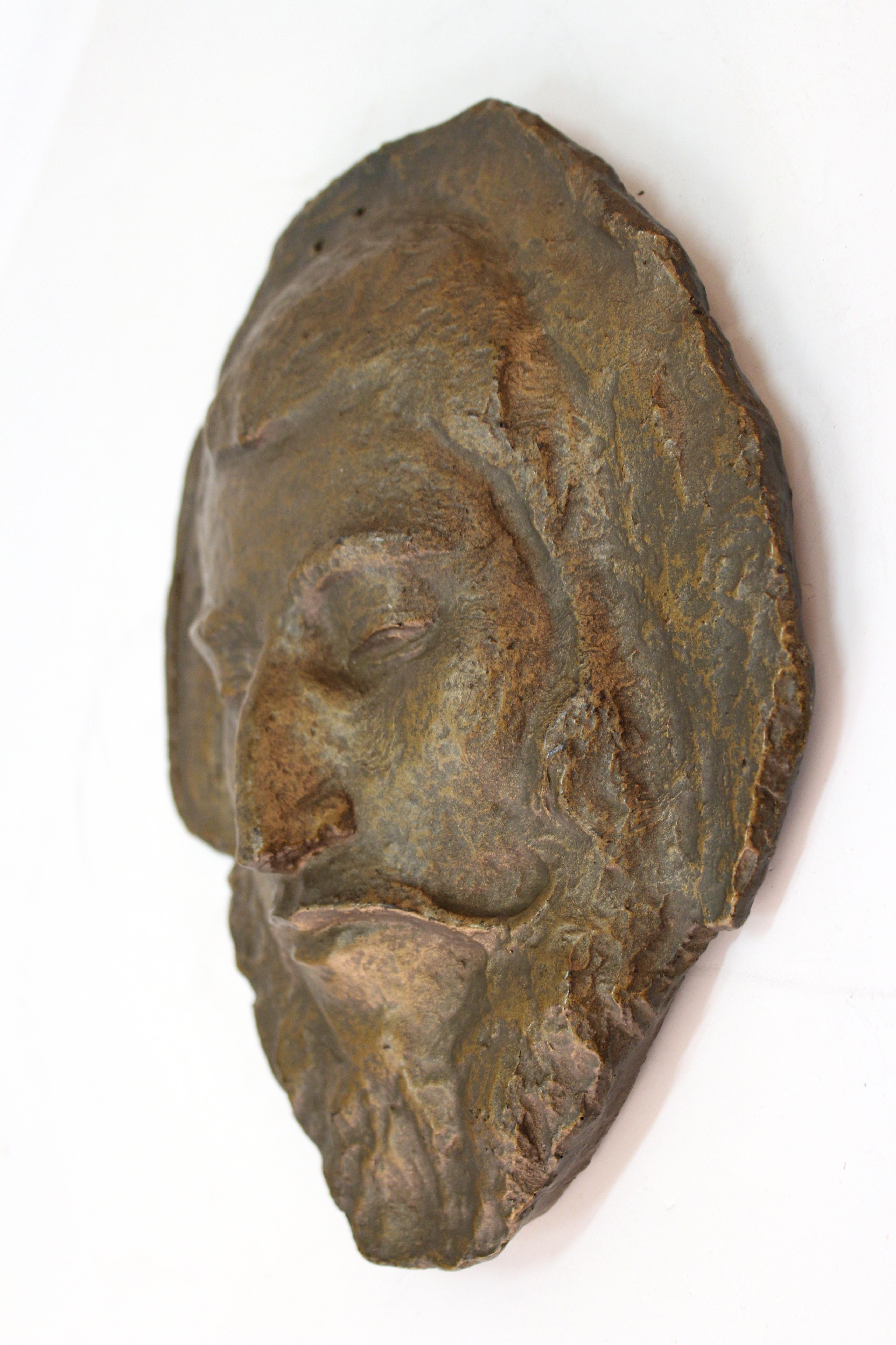 Neoclassical Classical Style Bronzed Plaster Face of Paul Gauguin