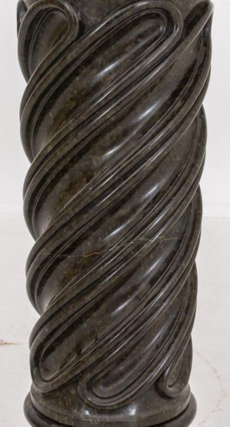 Classical Style Carved Black Marble Pedestal Base In Good Condition For Sale In New York, NY