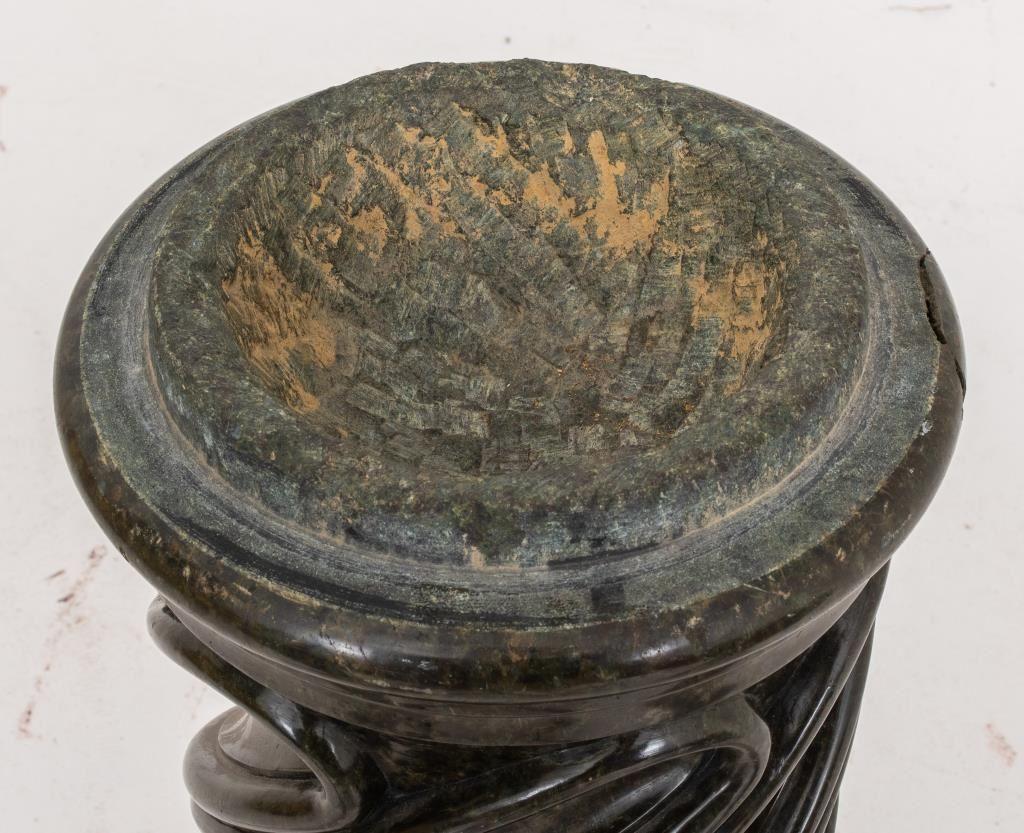 20th Century Classical Style Carved Black Marble Pedestal Base For Sale