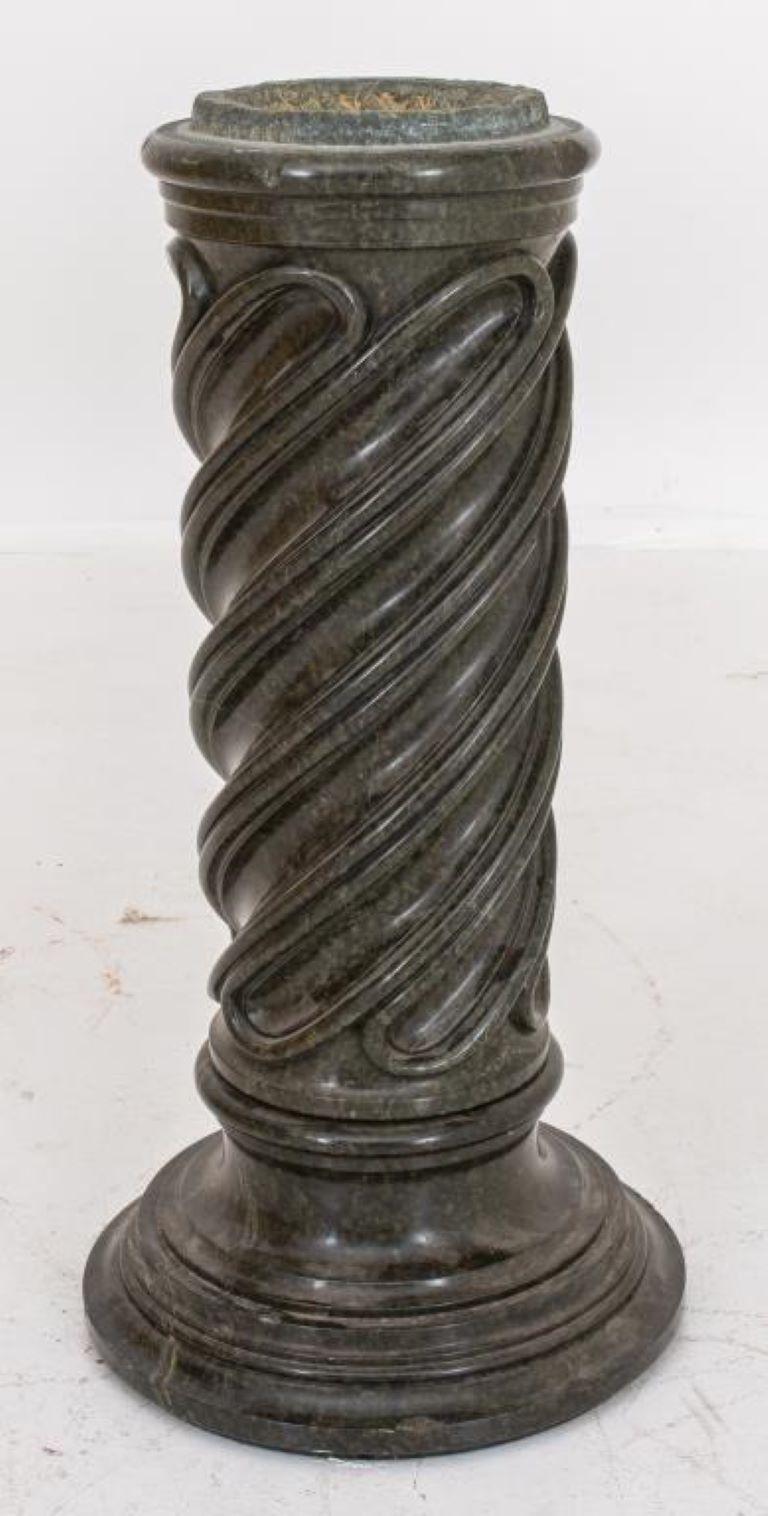 Classical Style Carved Black Marble Pedestal Base For Sale 2