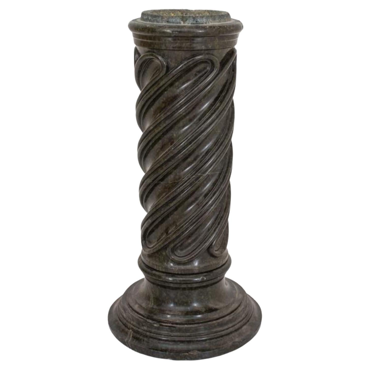 Classical Style Carved Black Marble Pedestal Base For Sale