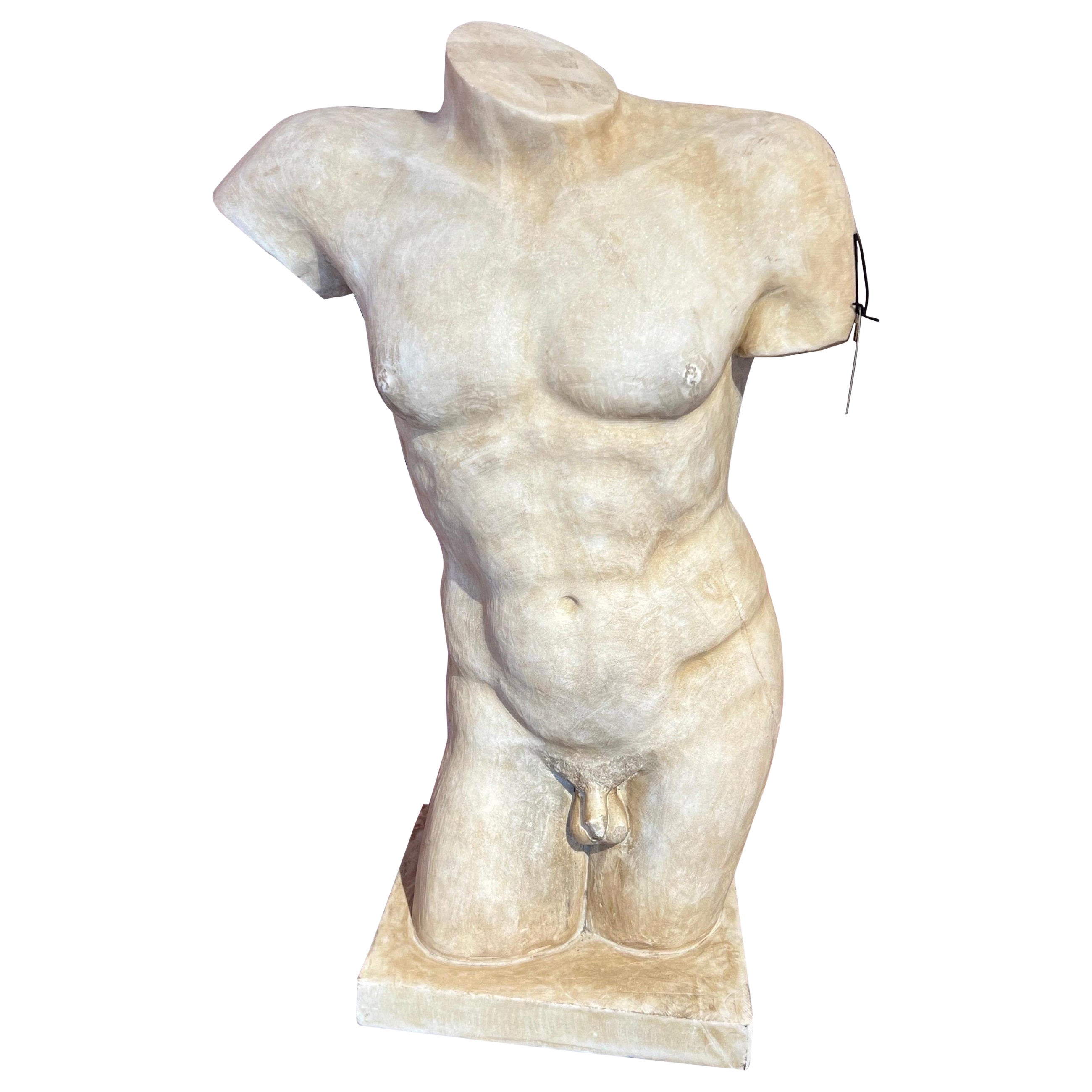 Classical style carved marble torso