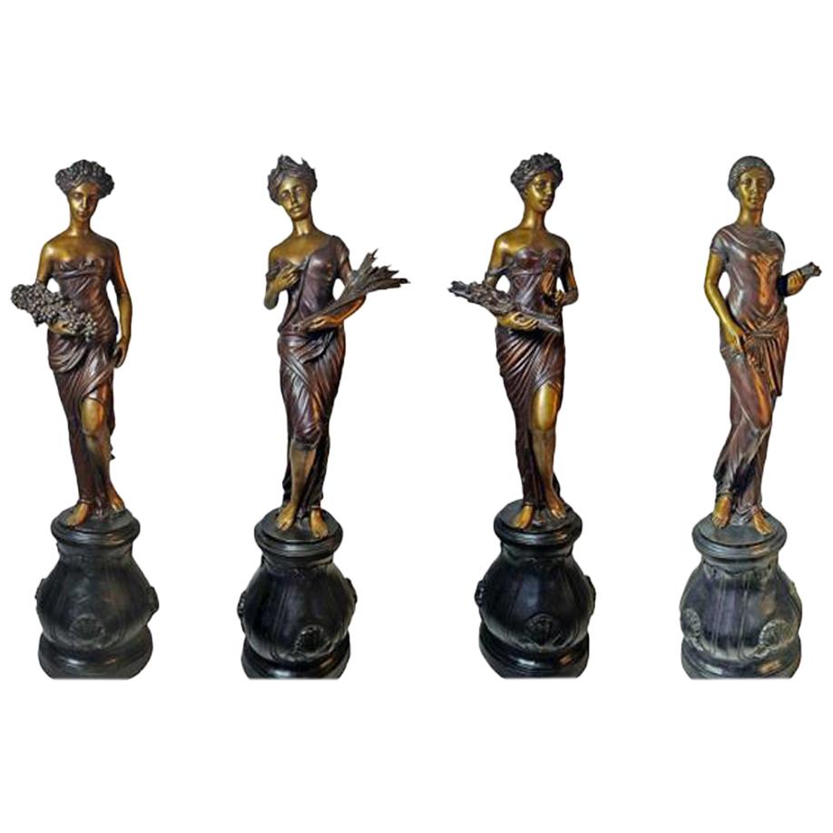 Classical Style Contemporary Bronze Allegories of the Seasons Sculptures For Sale