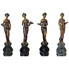 Vintage Classical Style Contemporary Bronze Allegories of the Seasons Sculptures