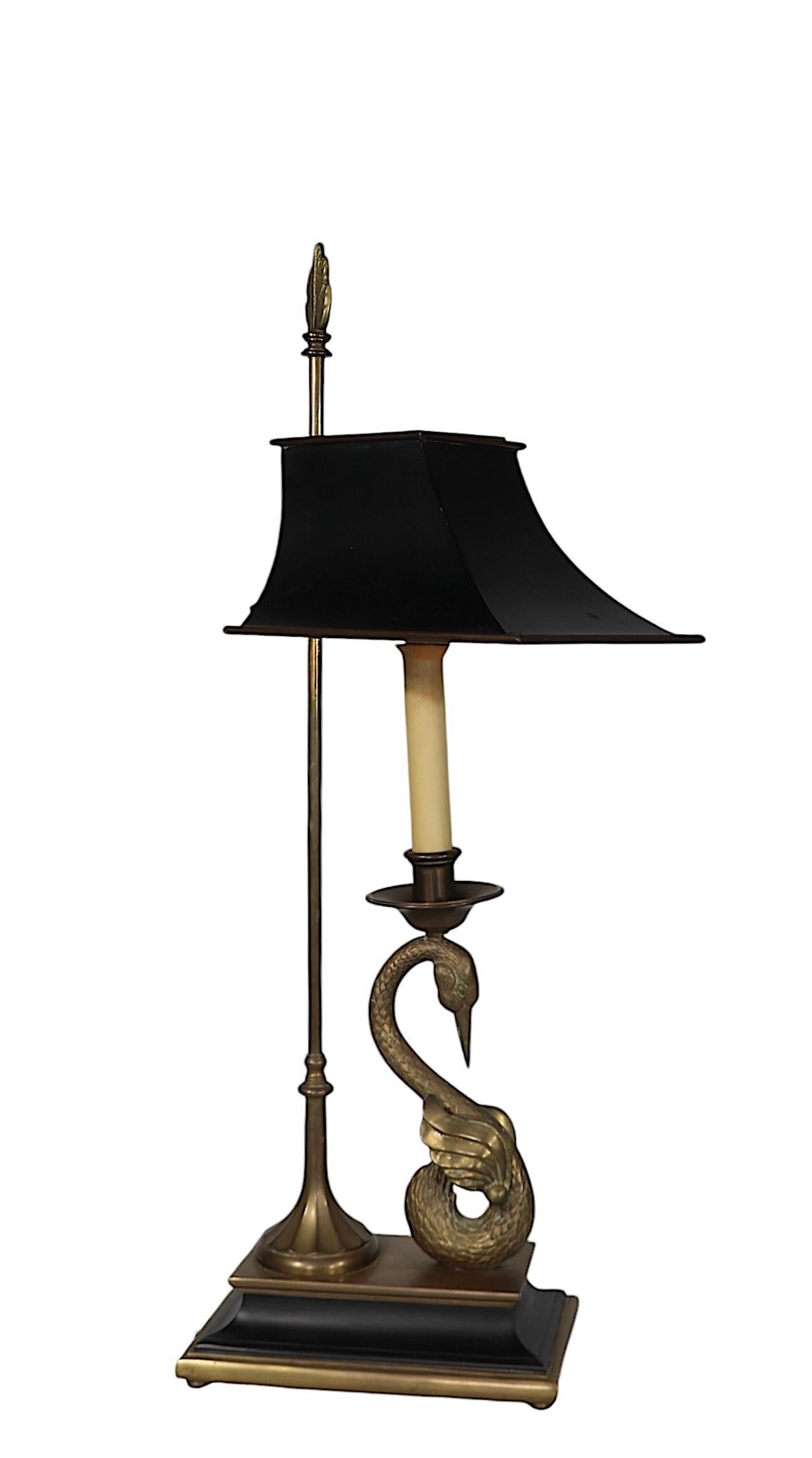 Classical Style Desk Lamp with Brass Swan  by Chapman Lighting c 1970's 6
