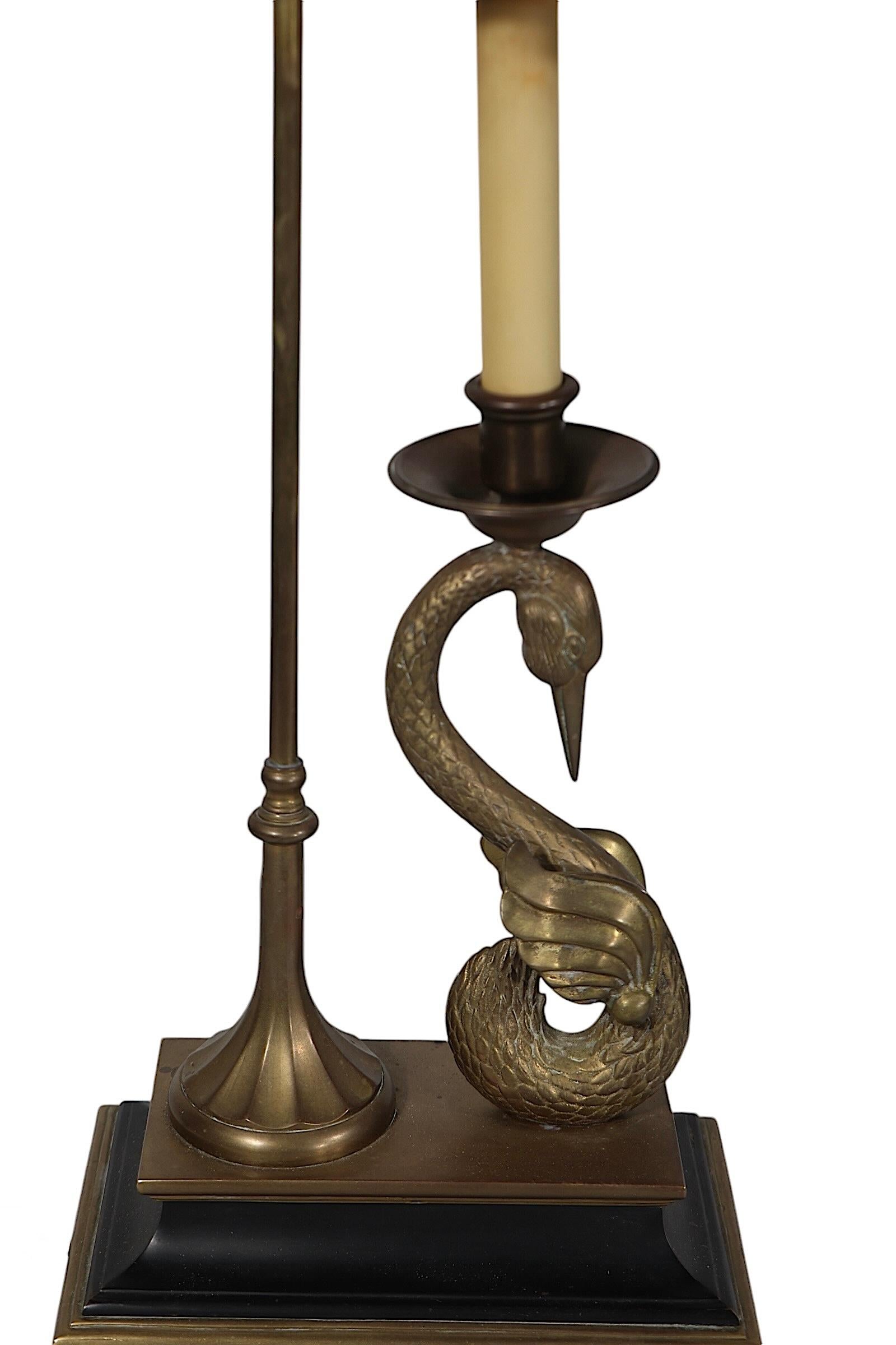 Classical Style Desk Lamp with Brass Swan  by Chapman Lighting c 1970's 9