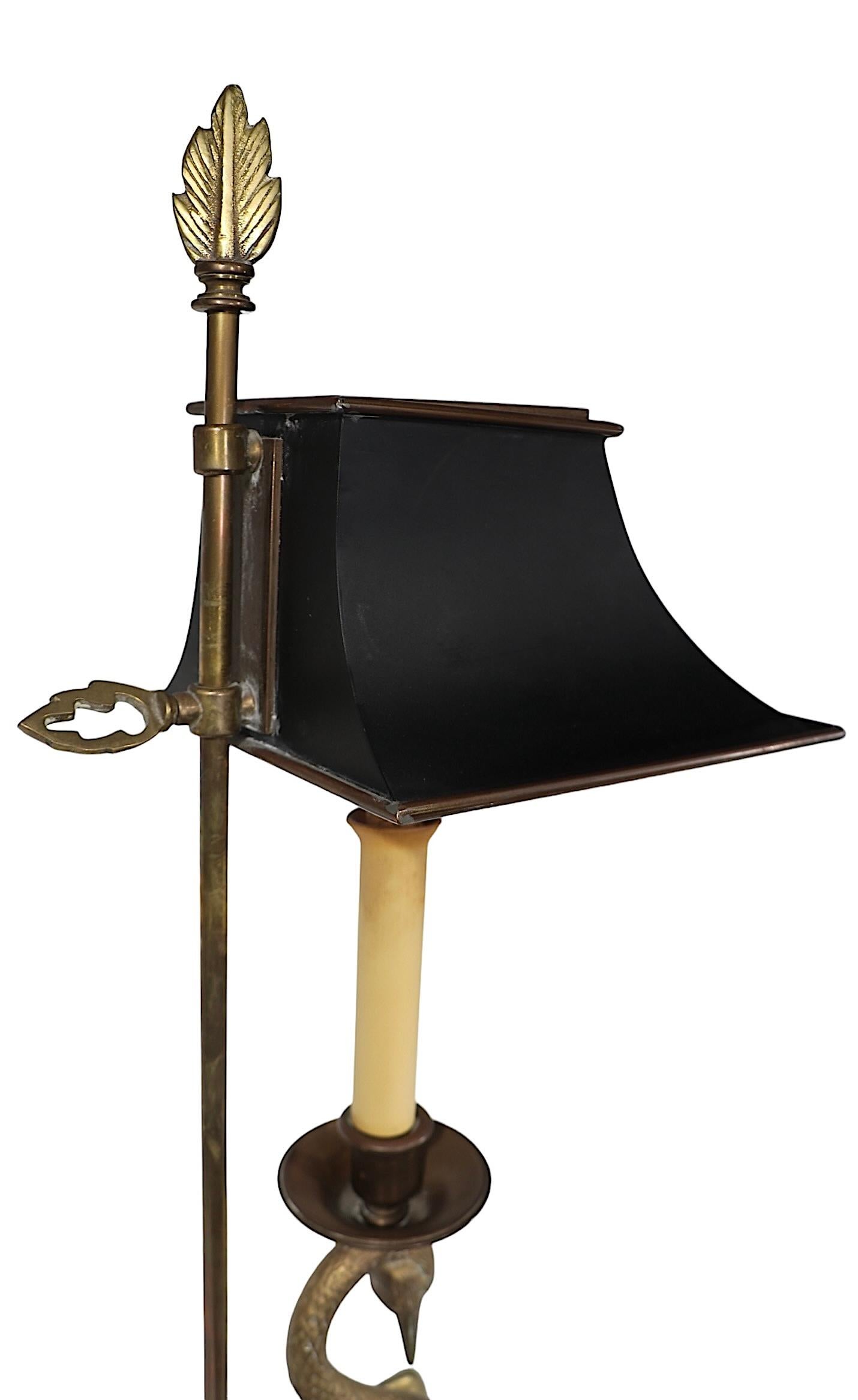 American Classical Style Desk Lamp with Brass Swan  by Chapman Lighting c 1970's