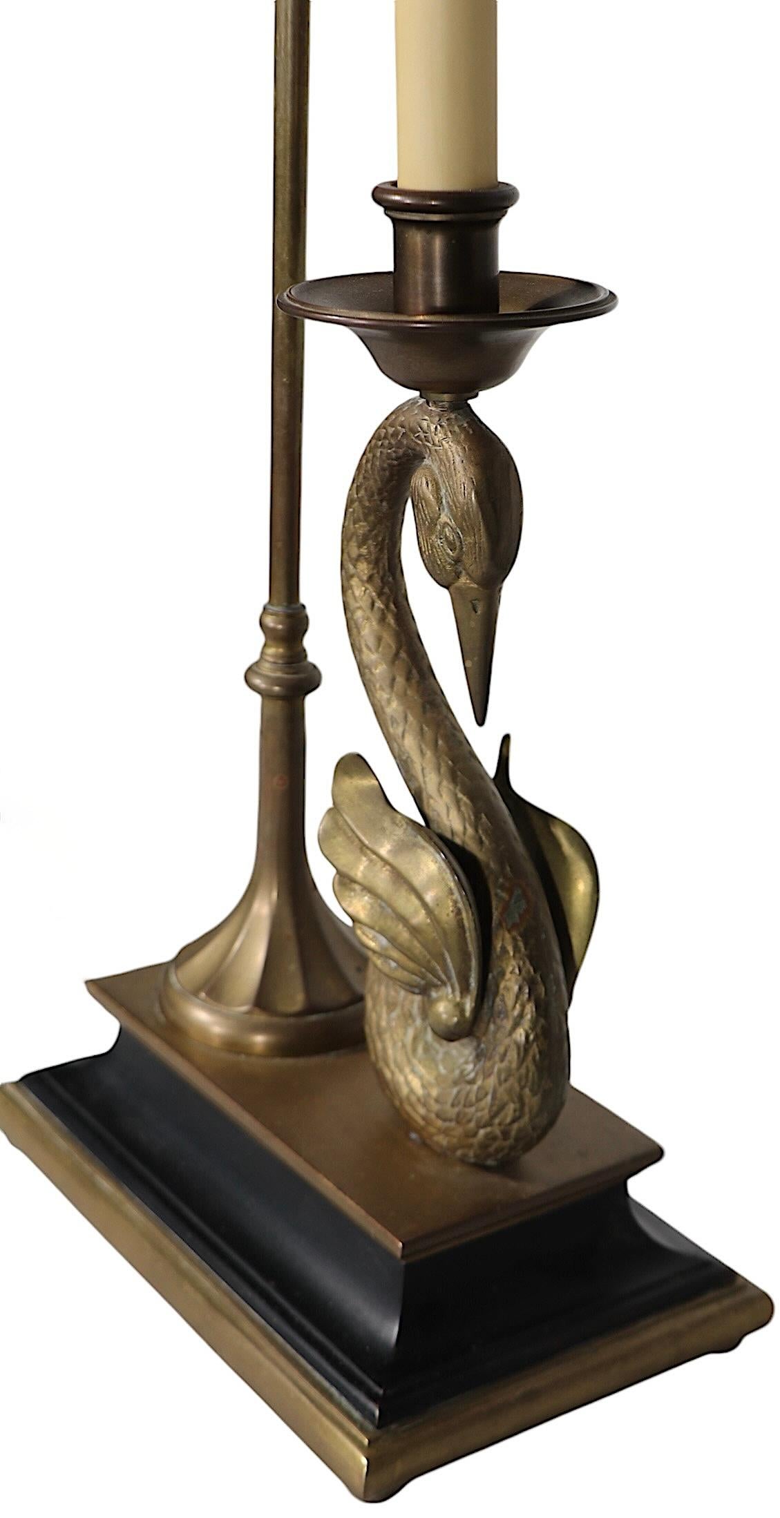 Classical Style Desk Lamp with Brass Swan  by Chapman Lighting c 1970's 1