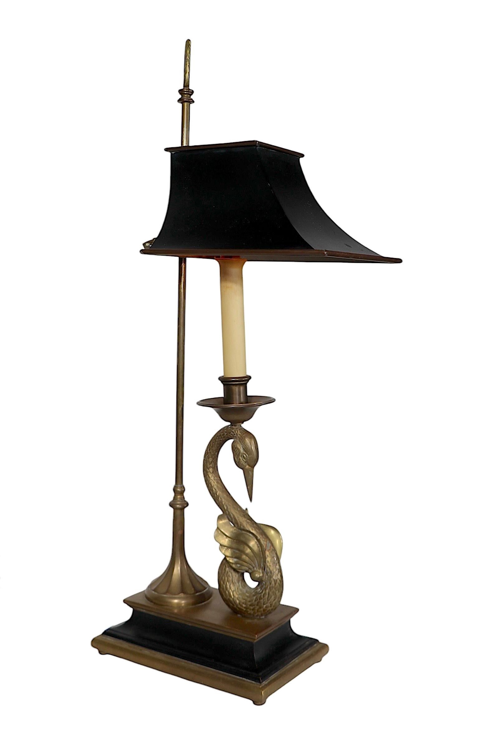 Classical Style Desk Lamp with Brass Swan  by Chapman Lighting c 1970's 3