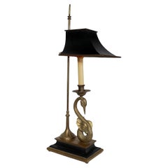 Classical Style Desk Lamp with Brass Swan  by Chapman Lighting c 1970's