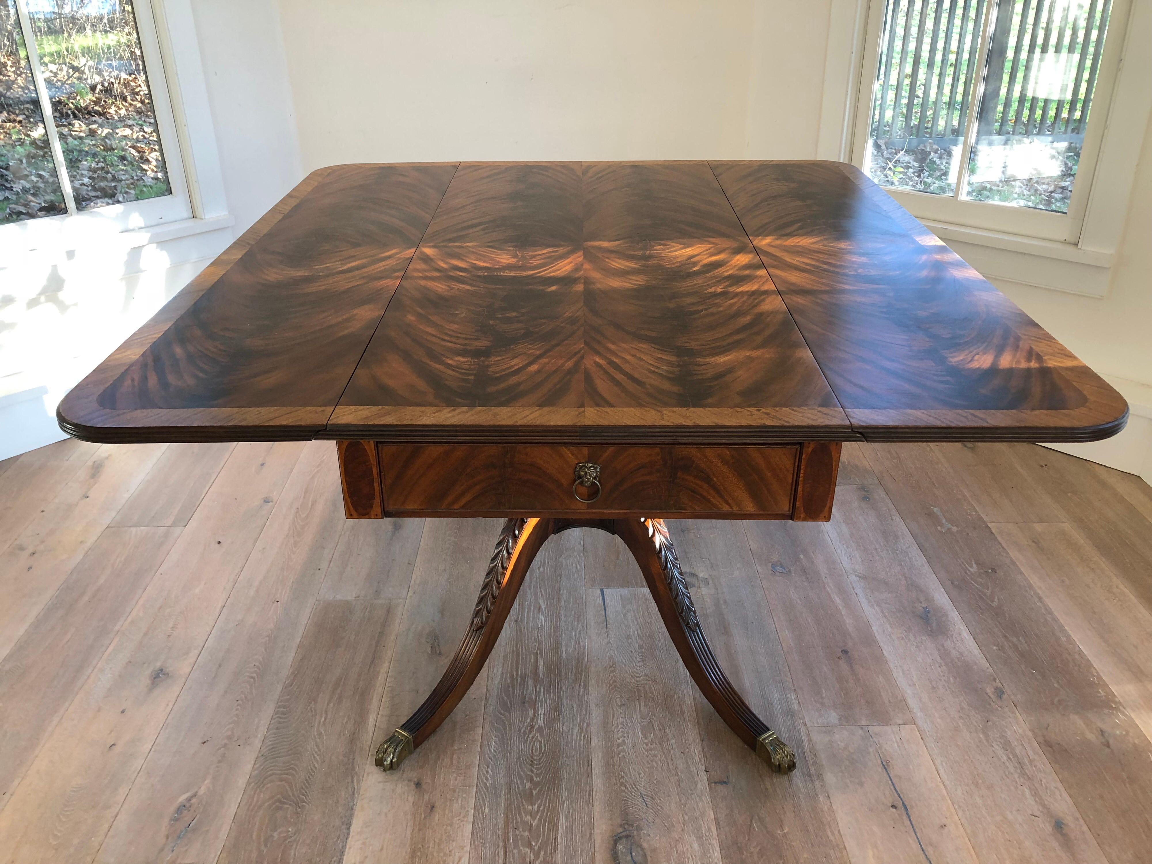 20th Century Classical Style Drop-Leaf Library Table