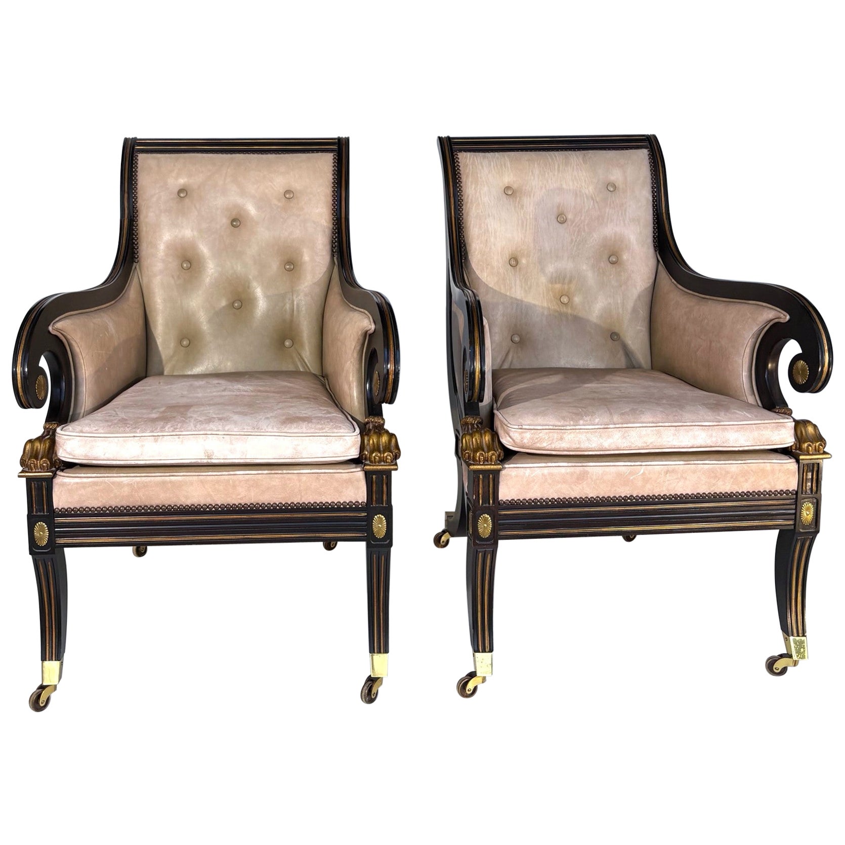 Fauteuils en cuir de style Classic par Baker Ensemble de 2 en vente