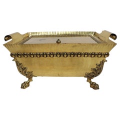 Classical Style Lift Top Brass Coal Bin Kindling Wood Fireplace Box c. 19th C.