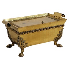 Antique Classical Style Lift Top Brass Coal Bin Kindling Wood Fireplace Box c. 19th C.
