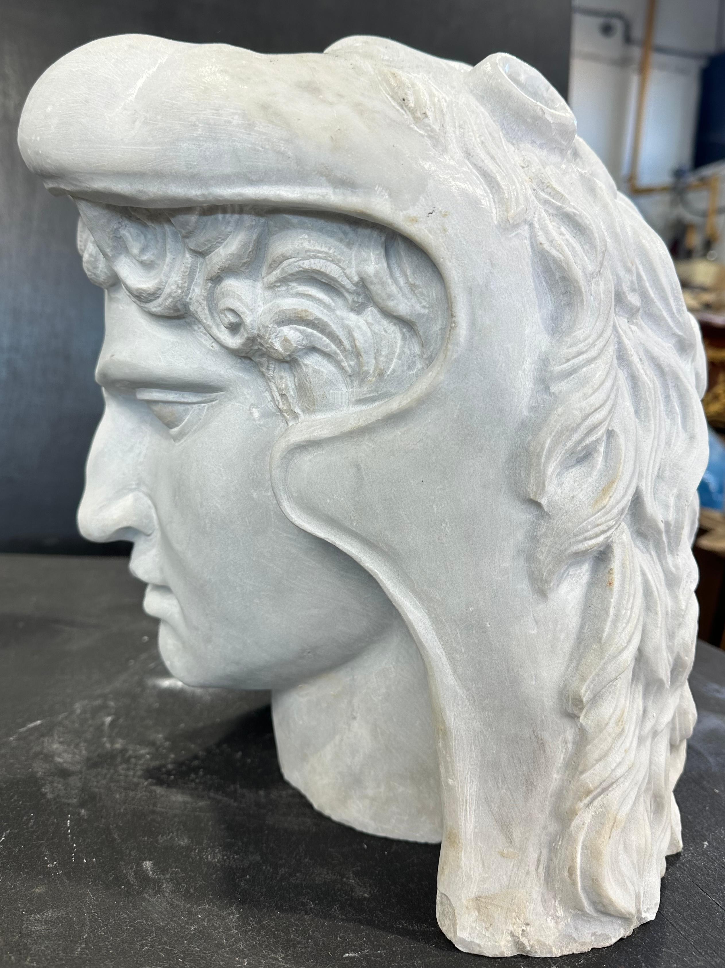 Hand-Carved Classical Style Marble Head For Sale