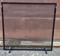 Classical Style Painted Iron and Wire Mesh Fireplace Screen