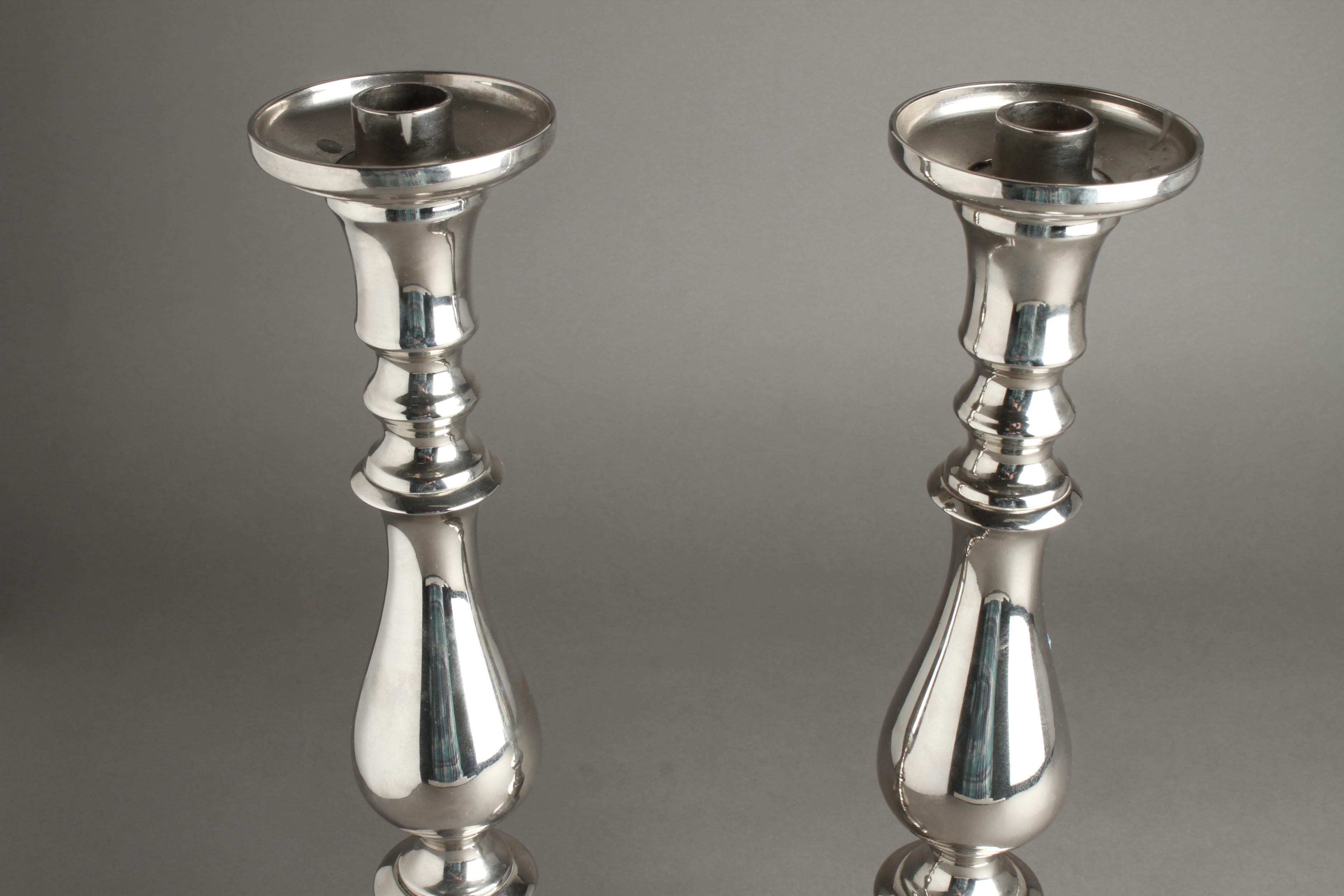 20th Century Classical Style Silver Tone Candlesticks For Sale