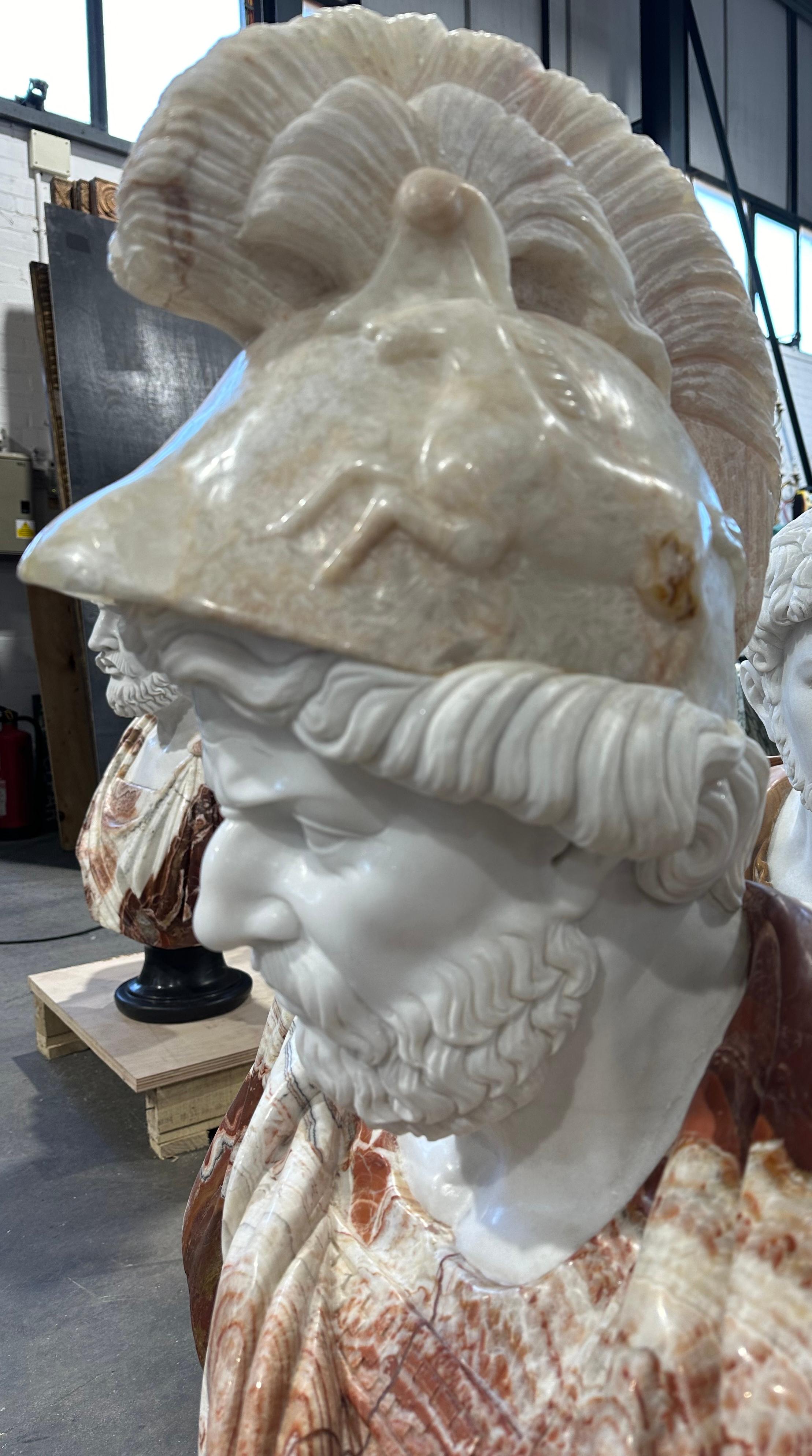 Neoclassical Classical Style Two Coloured Marble Male Bust On Stand For Sale