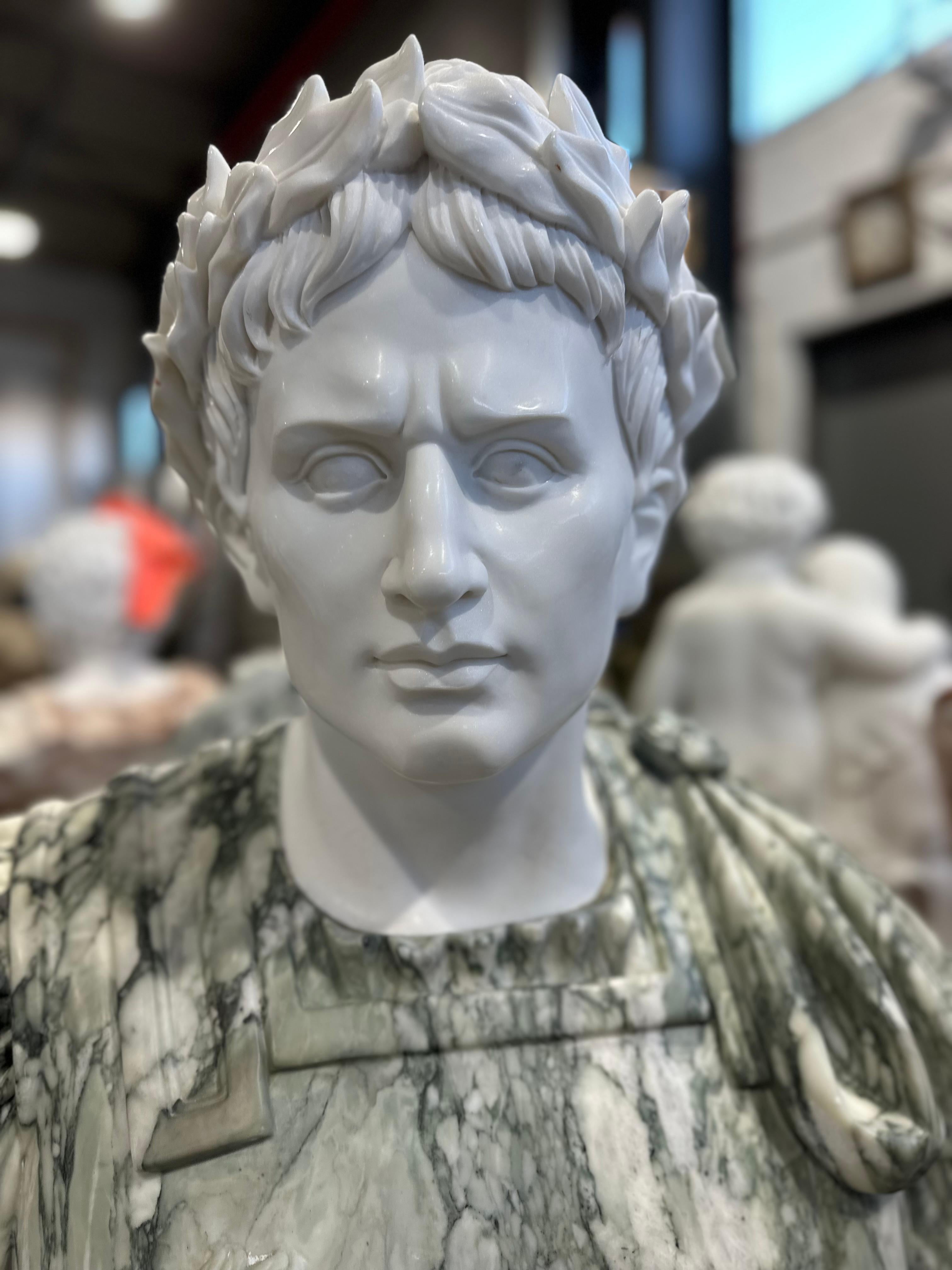 Neoclassical Classical Style Two Tone Marble Bust For Sale