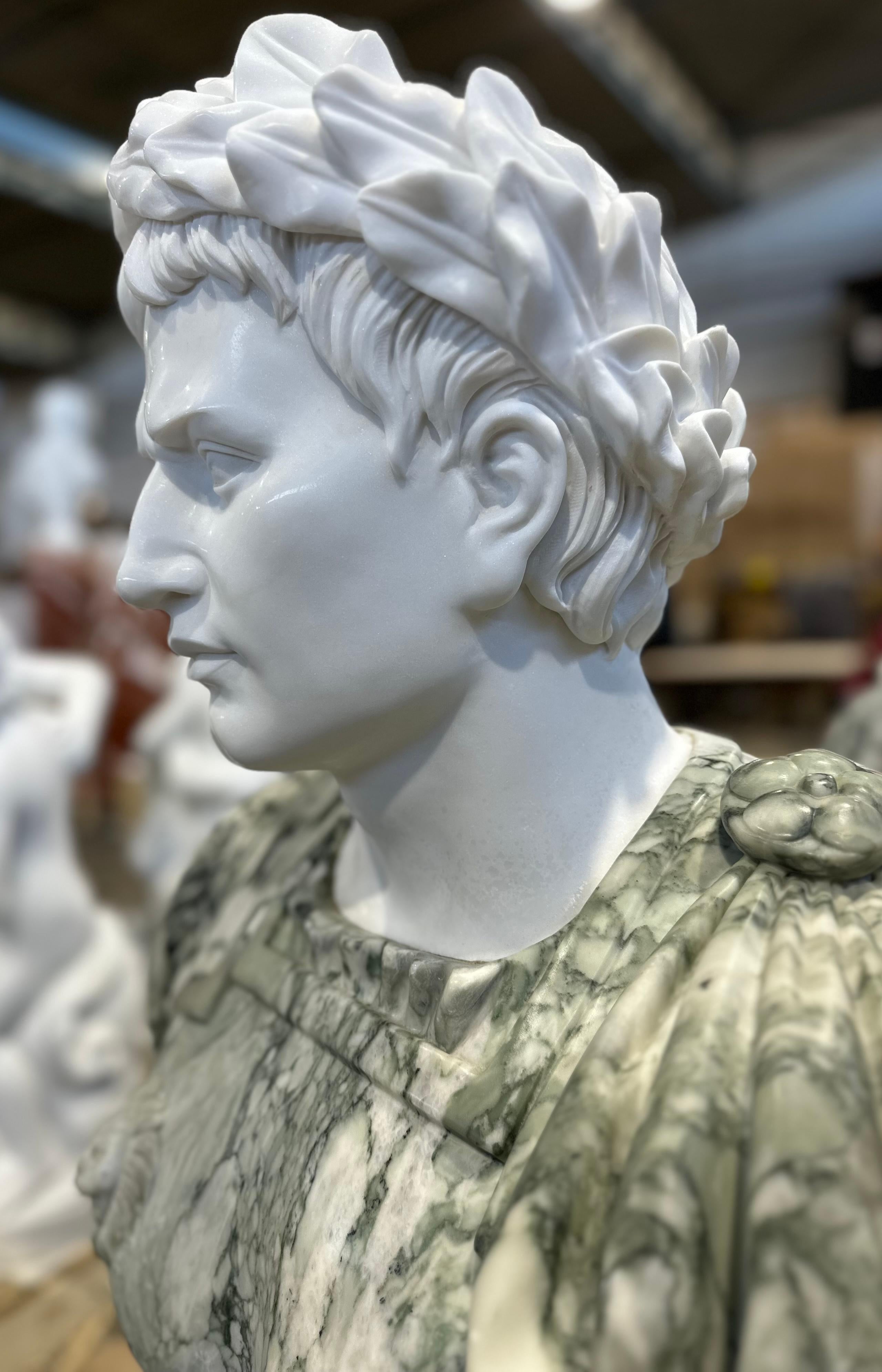 European Classical Style Two Tone Marble Bust For Sale