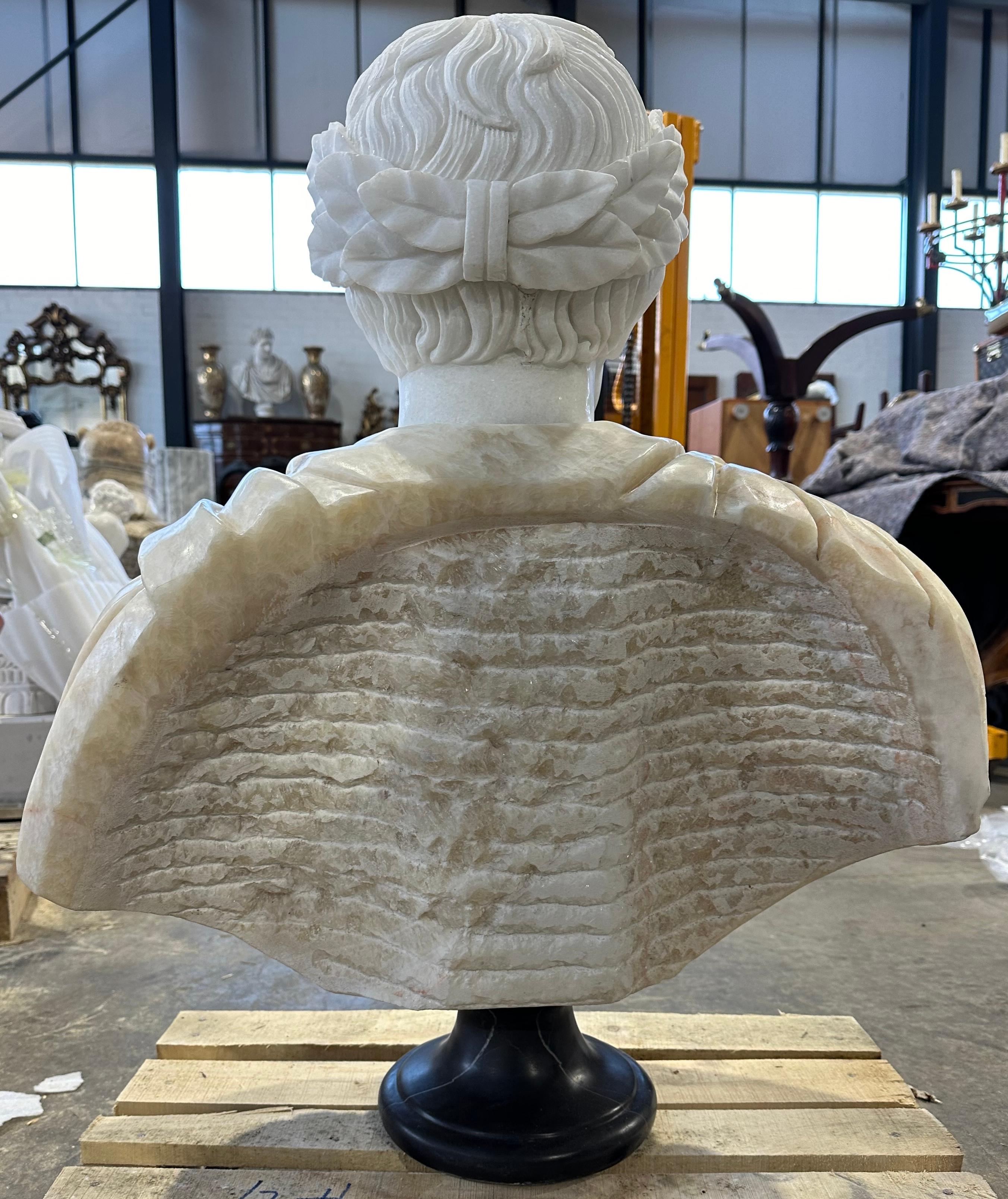 20th Century Classical Style Two Tone White And Beige Marble Bust For Sale