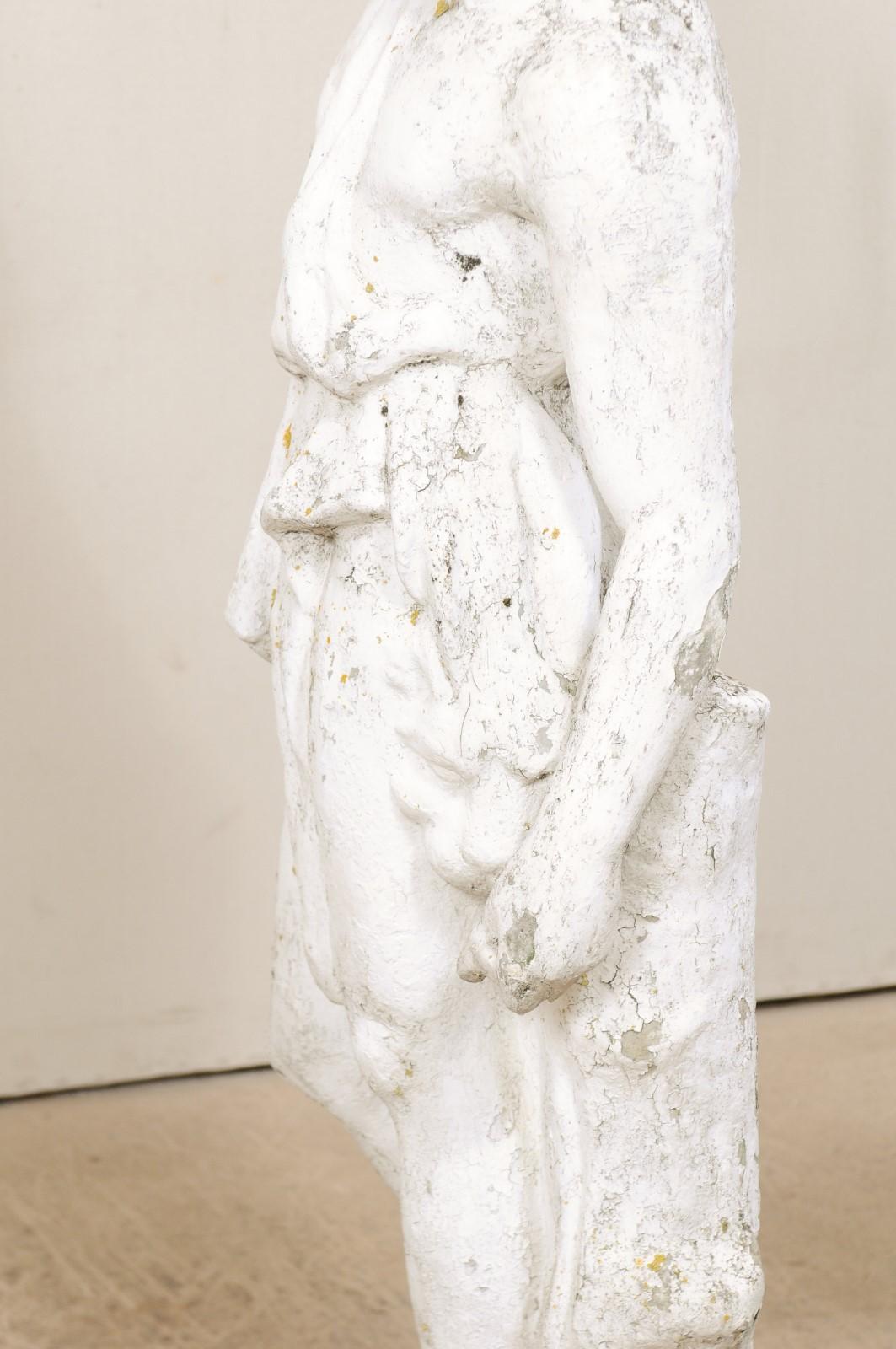 Classical Tall French Garden Sculpture of Male Figure from Early 20th Century For Sale 5