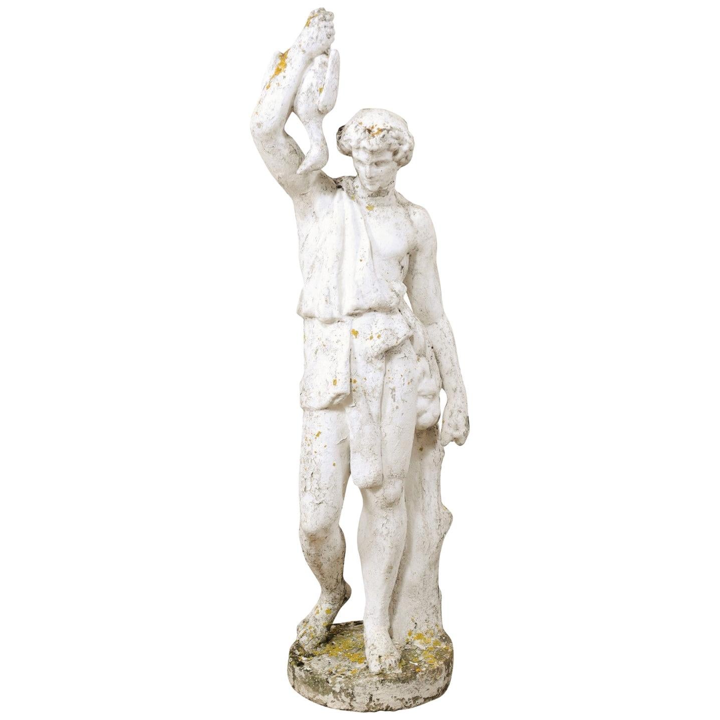 Classical Tall French Garden Sculpture of Male Figure from Early 20th Century For Sale